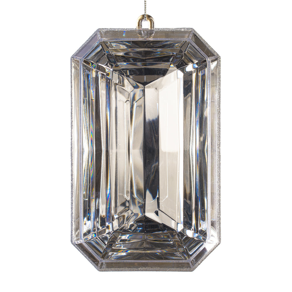8″ Silver Rectngl Jewel Glitter Orn 2/Bg