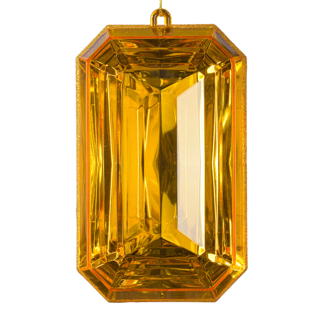 8” Gold Rectangle Jewel Glitter Orn 2/Bg