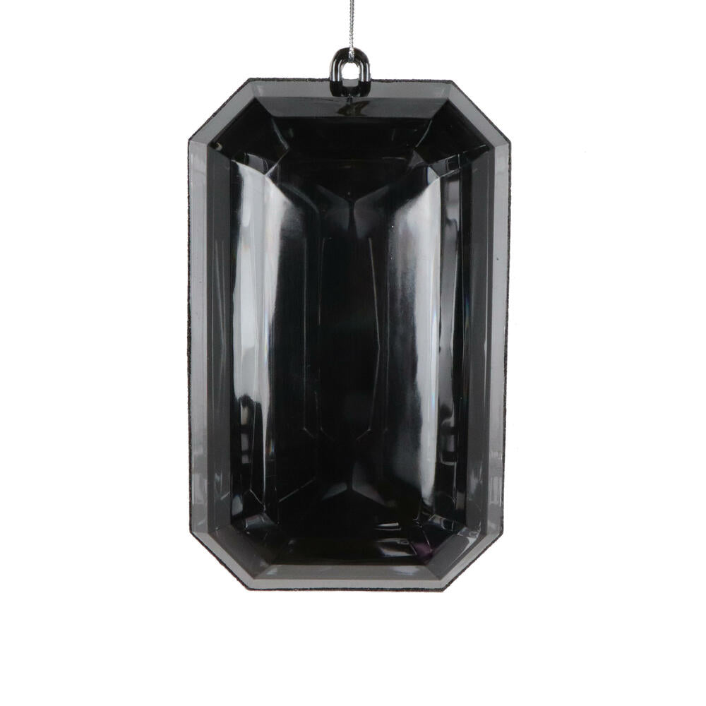 8” Black Rectangle Jewel Glitter Orn 2/B