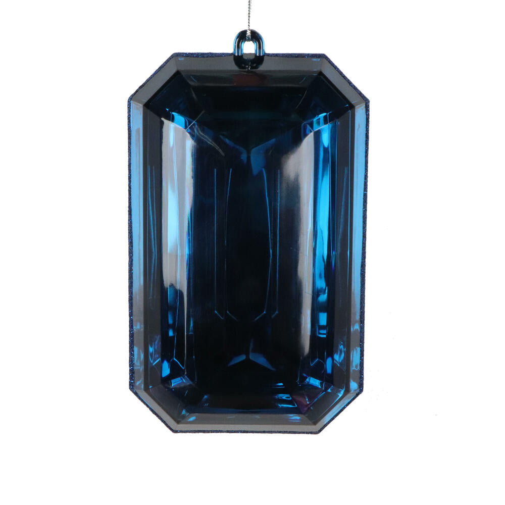 8” Midnt Blue Rect Jewel Glitter Orn 2Bg