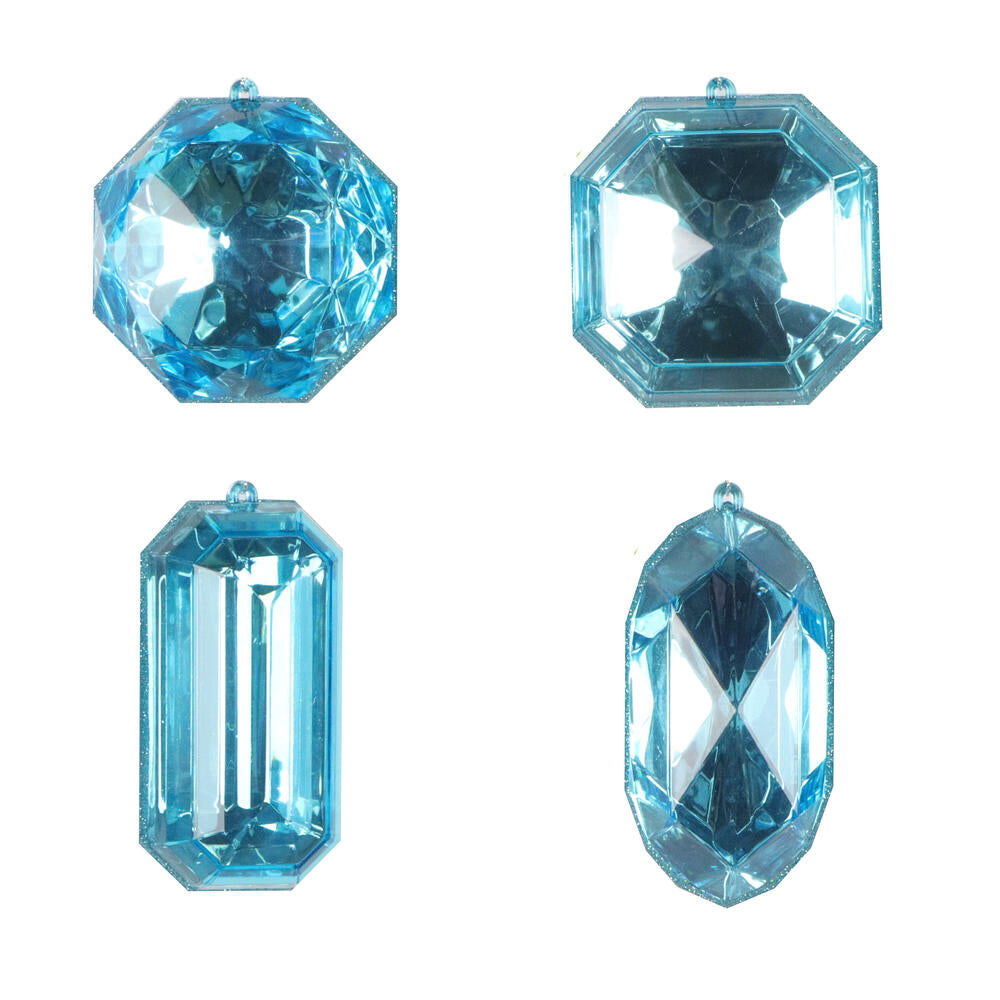 4-5″ Turquoise Jewel Glitter Assort 4/Bg