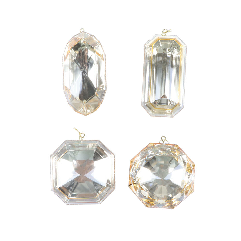 4-5″ Champagne Jewel Glit Orn Asst 4/Bag