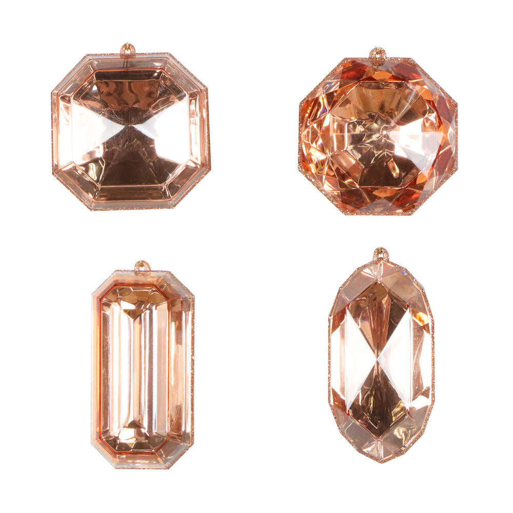 4-5” Rose Gold Jewel Glitter Asst 4/Bag