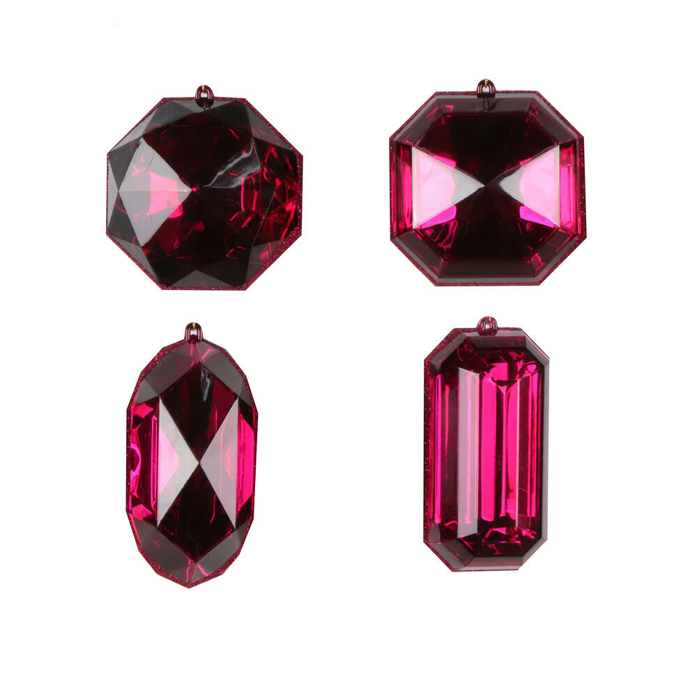 4-5″ Burgundy Jewel Glitter Asst 4/Bag