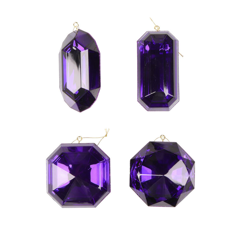 4-5″ Purple Jewel Glitter Orn Asst 4/Bag