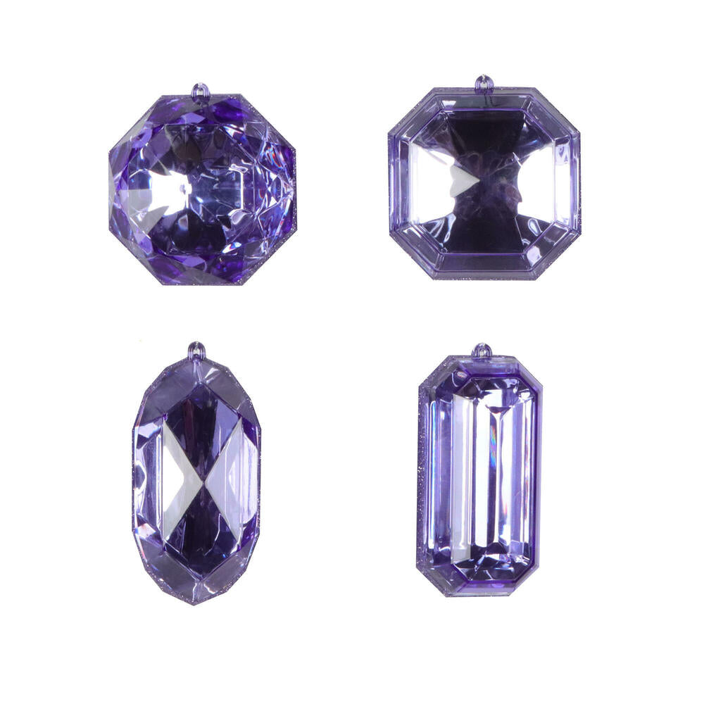 4-5” Lavender Jewel Glitter Orn Assort 4