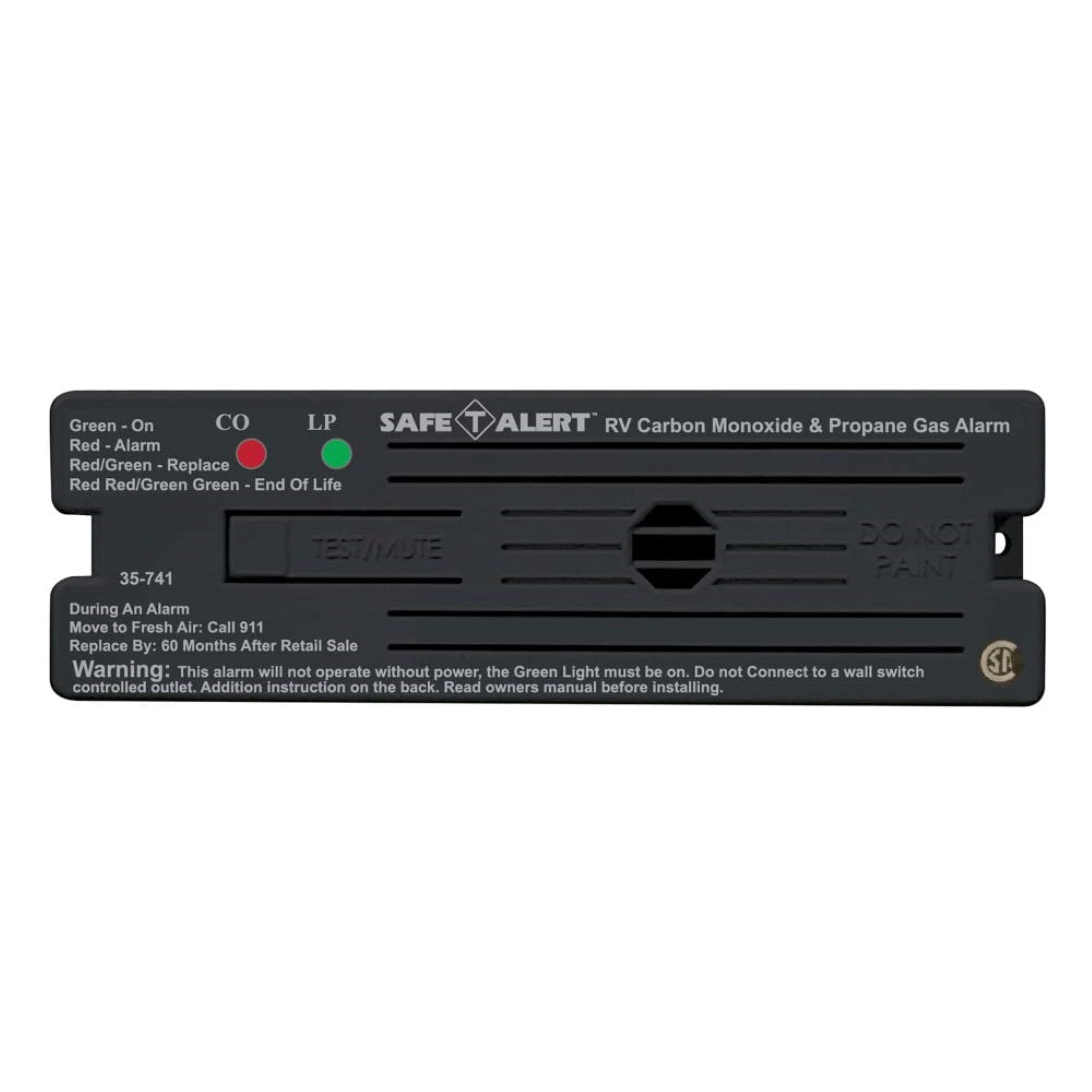 Safe-T-Alert By Mti Industries 35-741-Bl Dual Lp/Co Alarm - 12V, 35 Series Surface Mount, Black