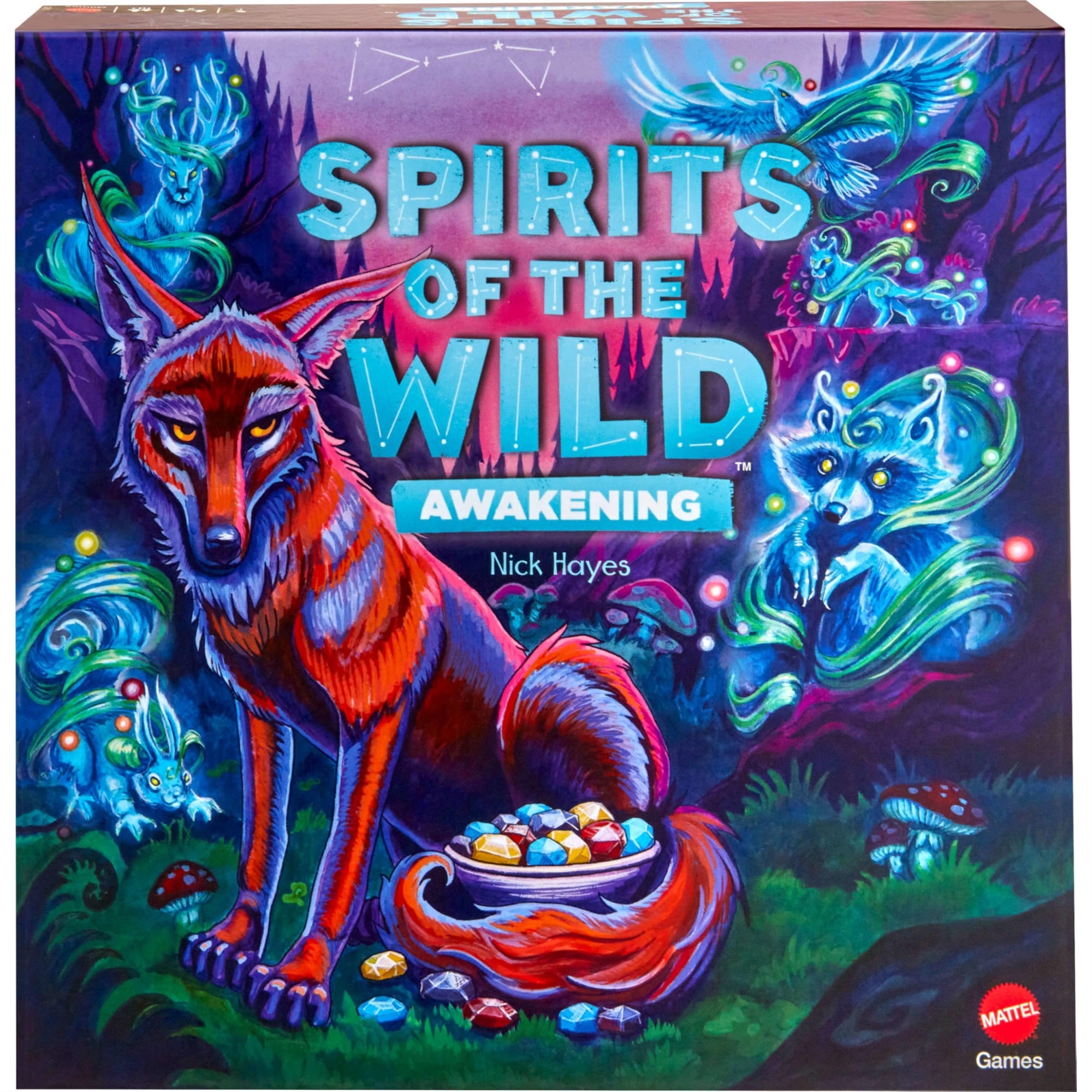 Mattel Games Spirits of the Wild: Awakening Relaxing, Light Strategy Board Game for 2 Players with Stones, Bowl and Coyote Figure
