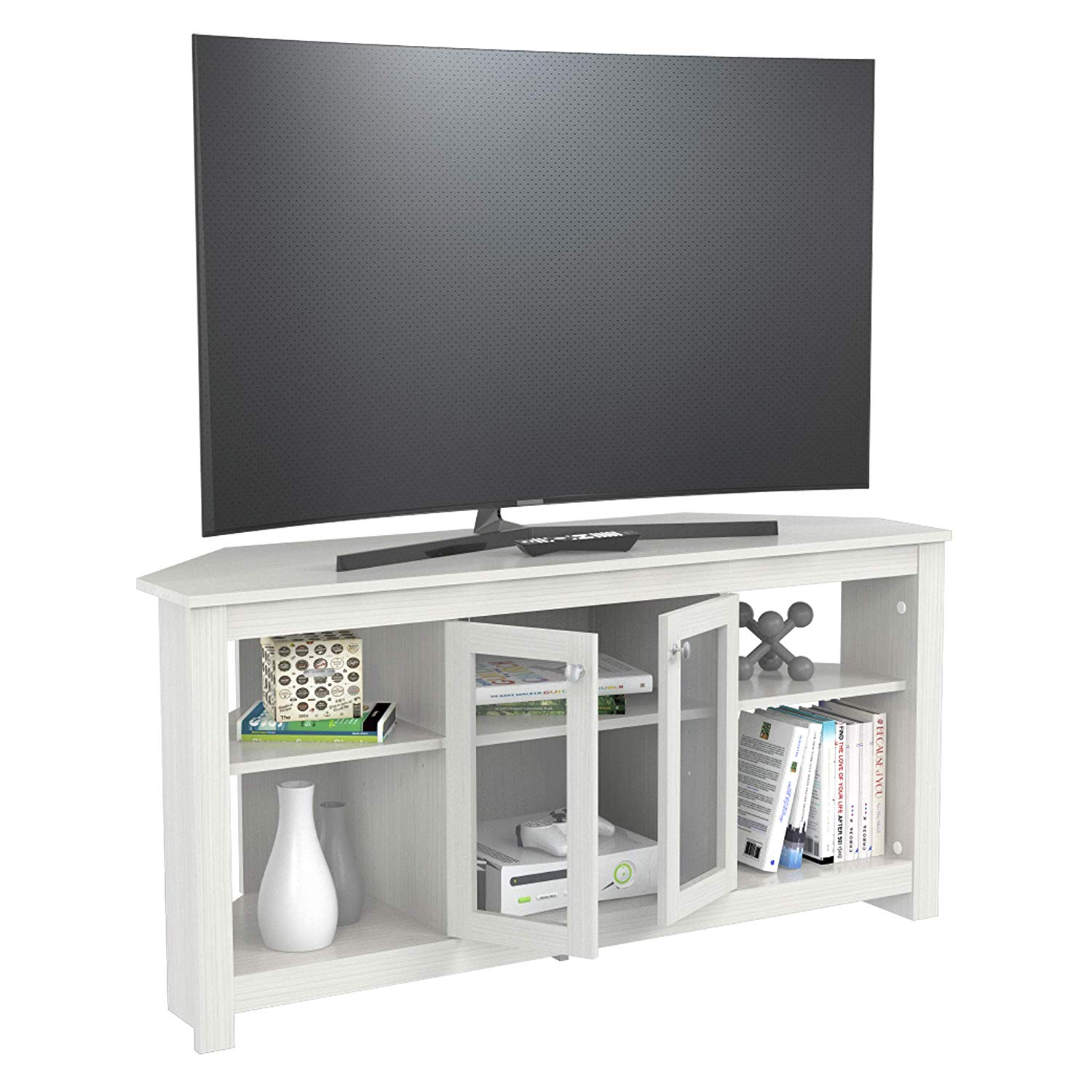 Corner Tv Stand With Glass Doors