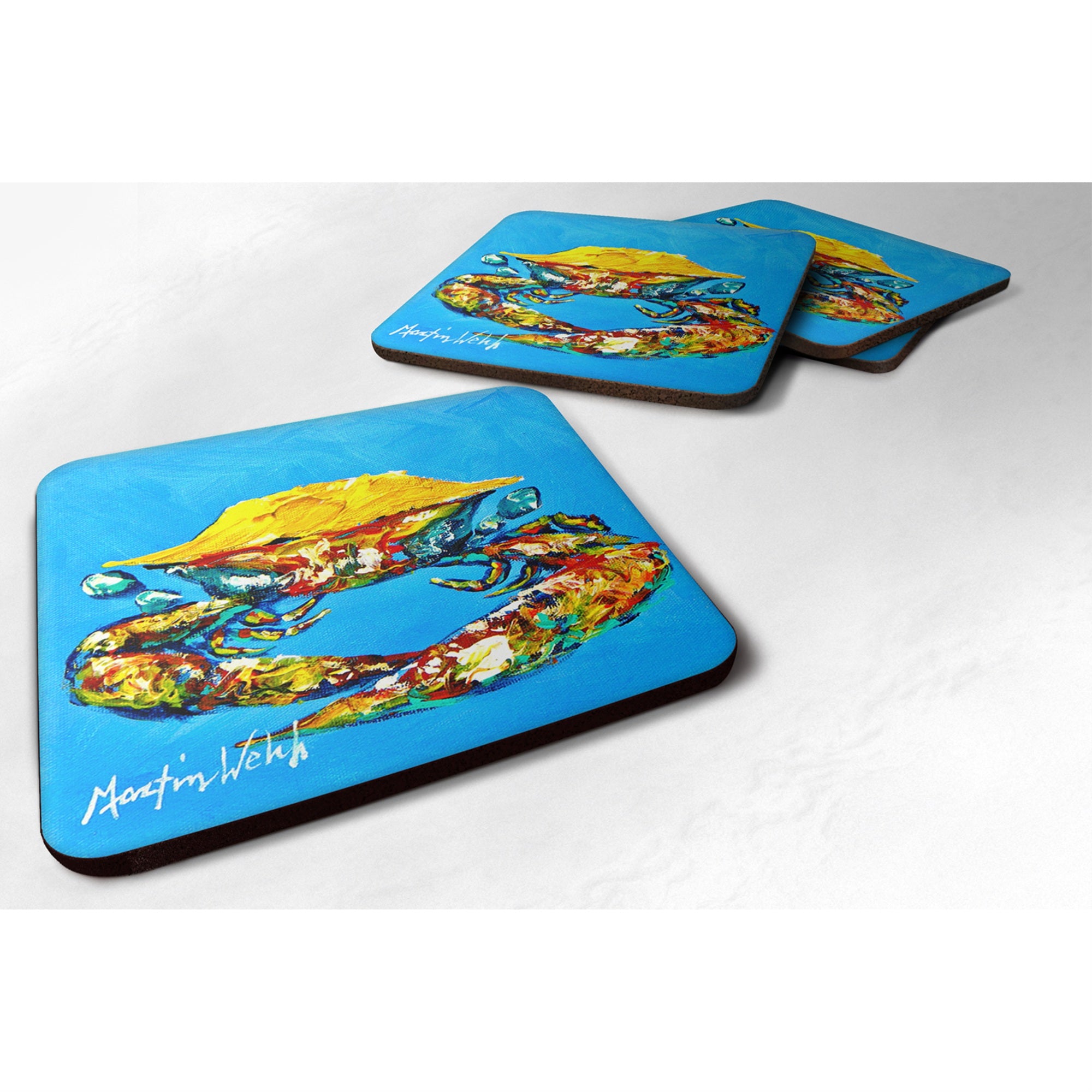 Caroline'S Treasures Mw1003Fc Crab Baby Blue Foam Coasters (Set Of 4), 3.5 H X 3.5 W, Multicolor