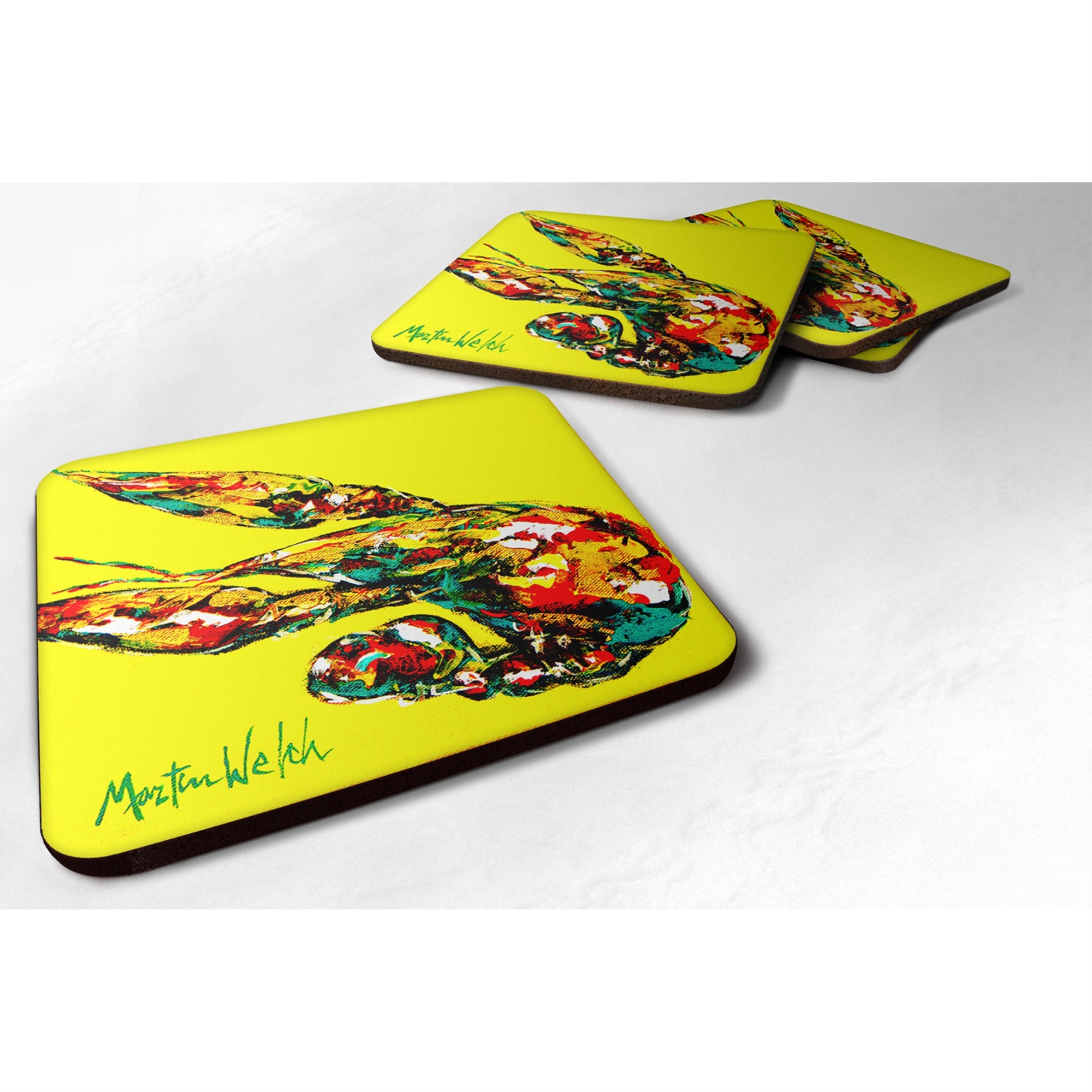 Caroline'S Treasures Mw1017Fc Crawfish Craw Time Foam Coasters (Set Of 4), 3.5 H X 3.5 W, Multicolor