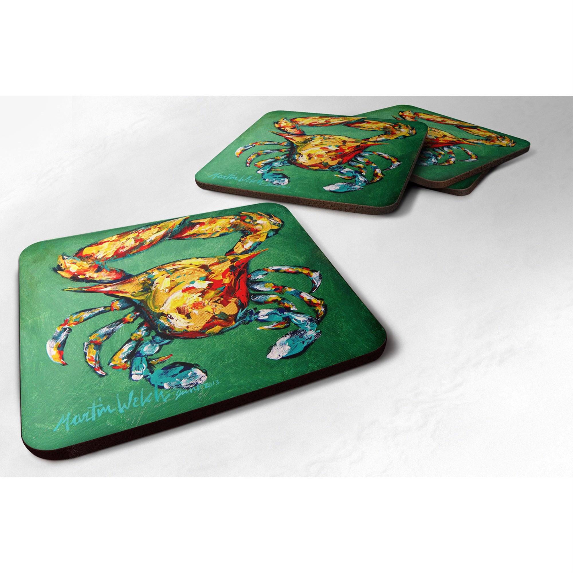 Caroline'S Treasures Mw1072Fc Crab Two Snaps Foam Coasters (Set Of 4), 3.5 H X 3.5 W, Multicolor