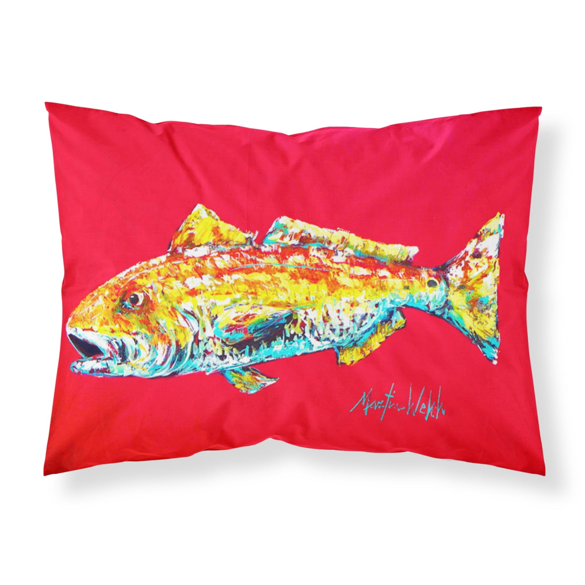 Caroline'S Treasures Mw1084Pillowcase Fish-Red Fish Alphonso Moisture Wicking Fabric Standard Pillowcase, Large, Multicolor