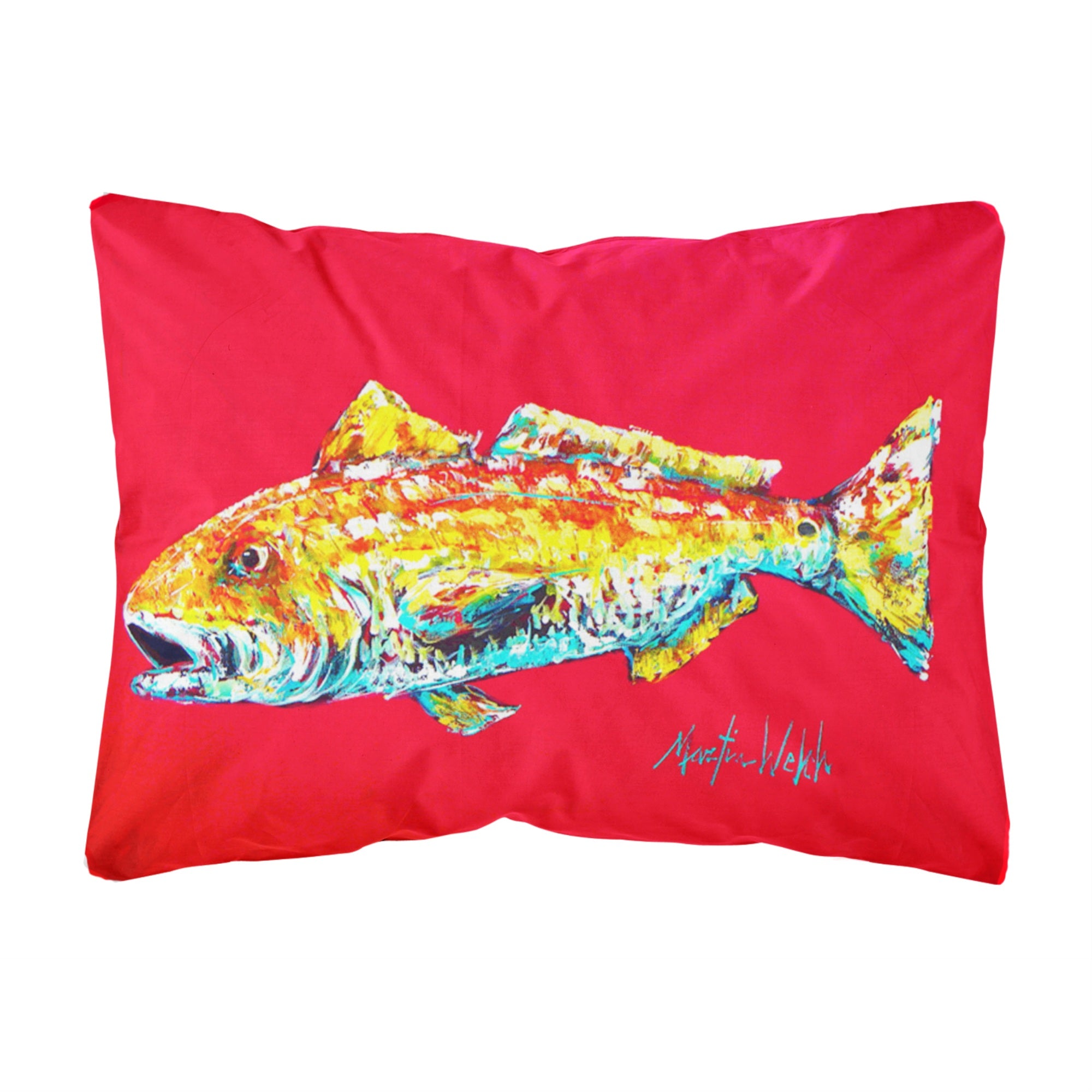 Caroline'S Treasures Mw1084Pw1216 Fish - Red Fish Alphonso Canvas Fabric Decorative Pillow, Large, Multicolor