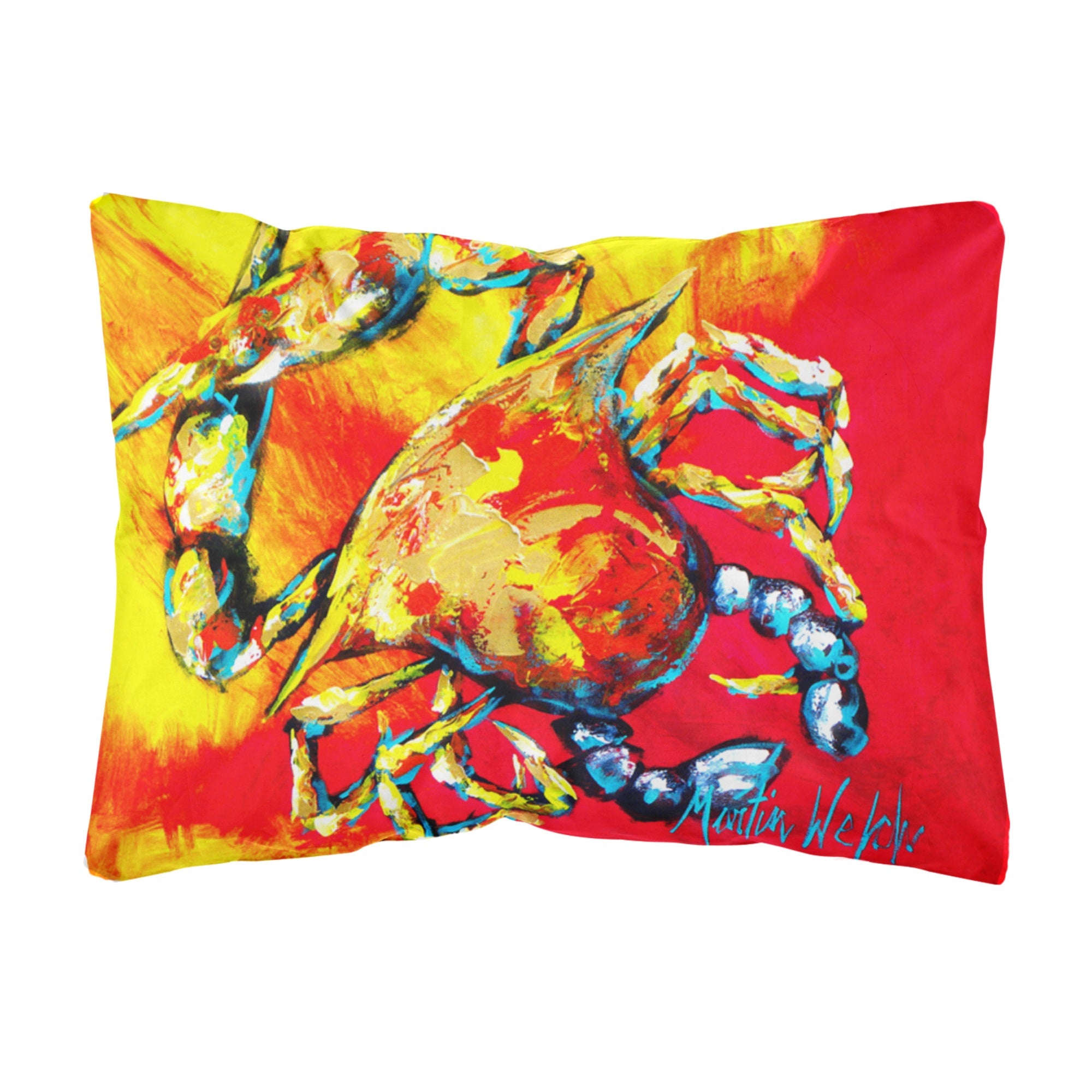 Caroline'S Treasures Mw1086Pw1216 Crab Hot Dang Canvas Fabric Decorative Pillow, Large, Multicolor