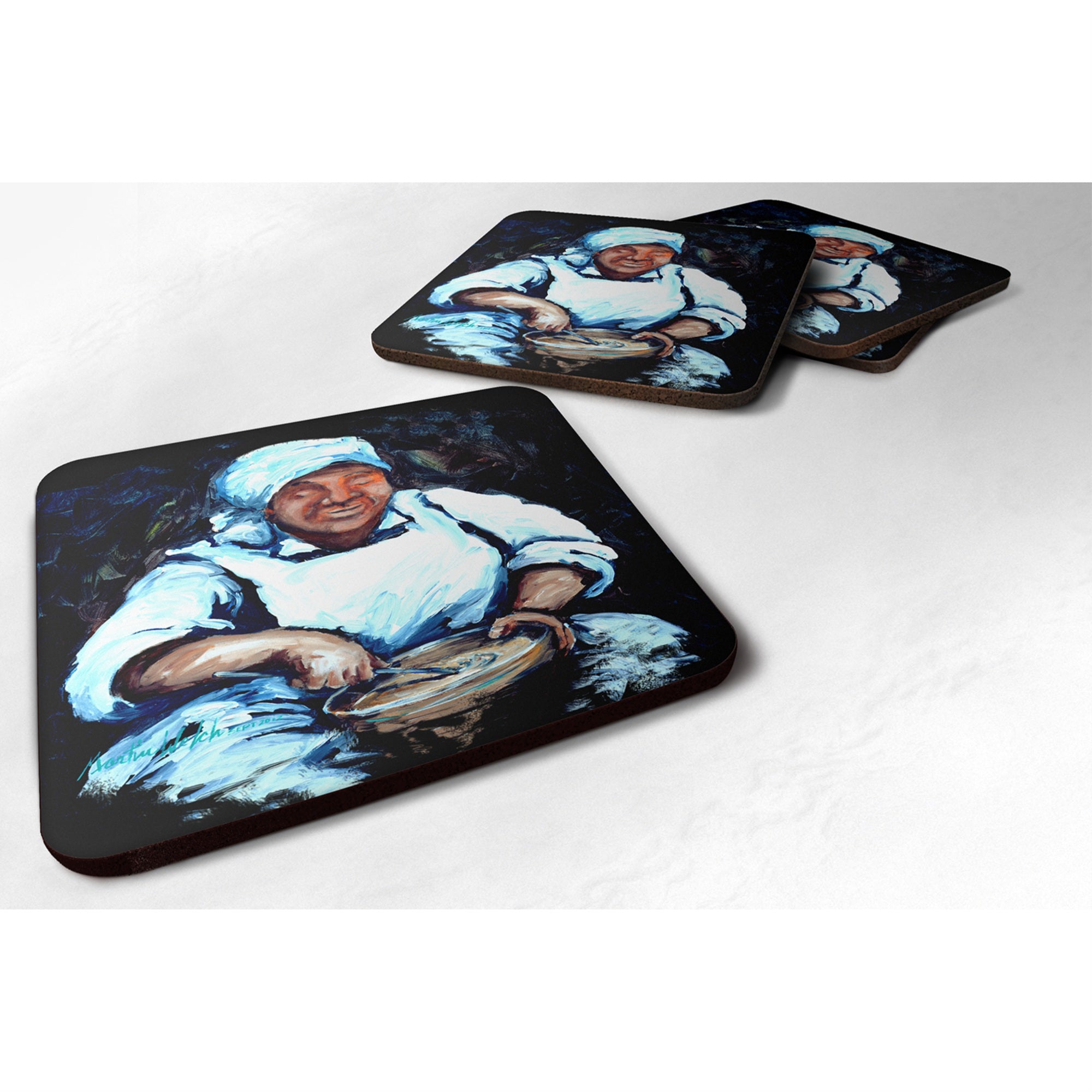 Caroline'S Treasures Mw1087Fc Hot Water Cornbread Cooking Foam Coasters (Set Of 4), 3.5 H X 3.5 W, Multicolor