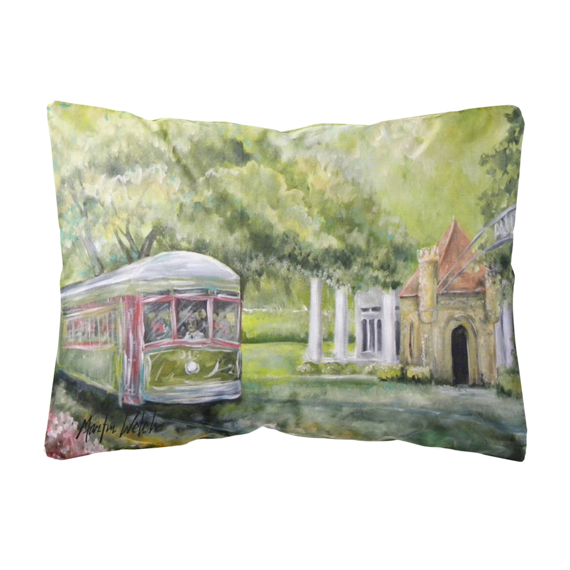 Caroline'S Treasures Streetcar Next Stop Audubon Park Canvas Fabric Decorative Pillow, Large, Multicolor
