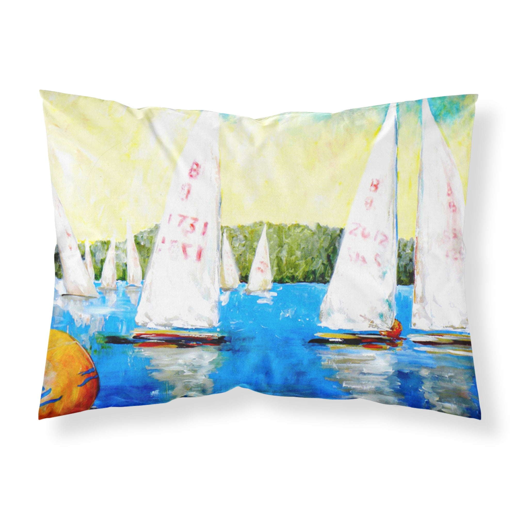 Caroline'S Treasures Mw1094Pillowcase Sailboats Round The Mark Moisture Wicking Fabric Standard Pillowcase, Large, Multicolor,