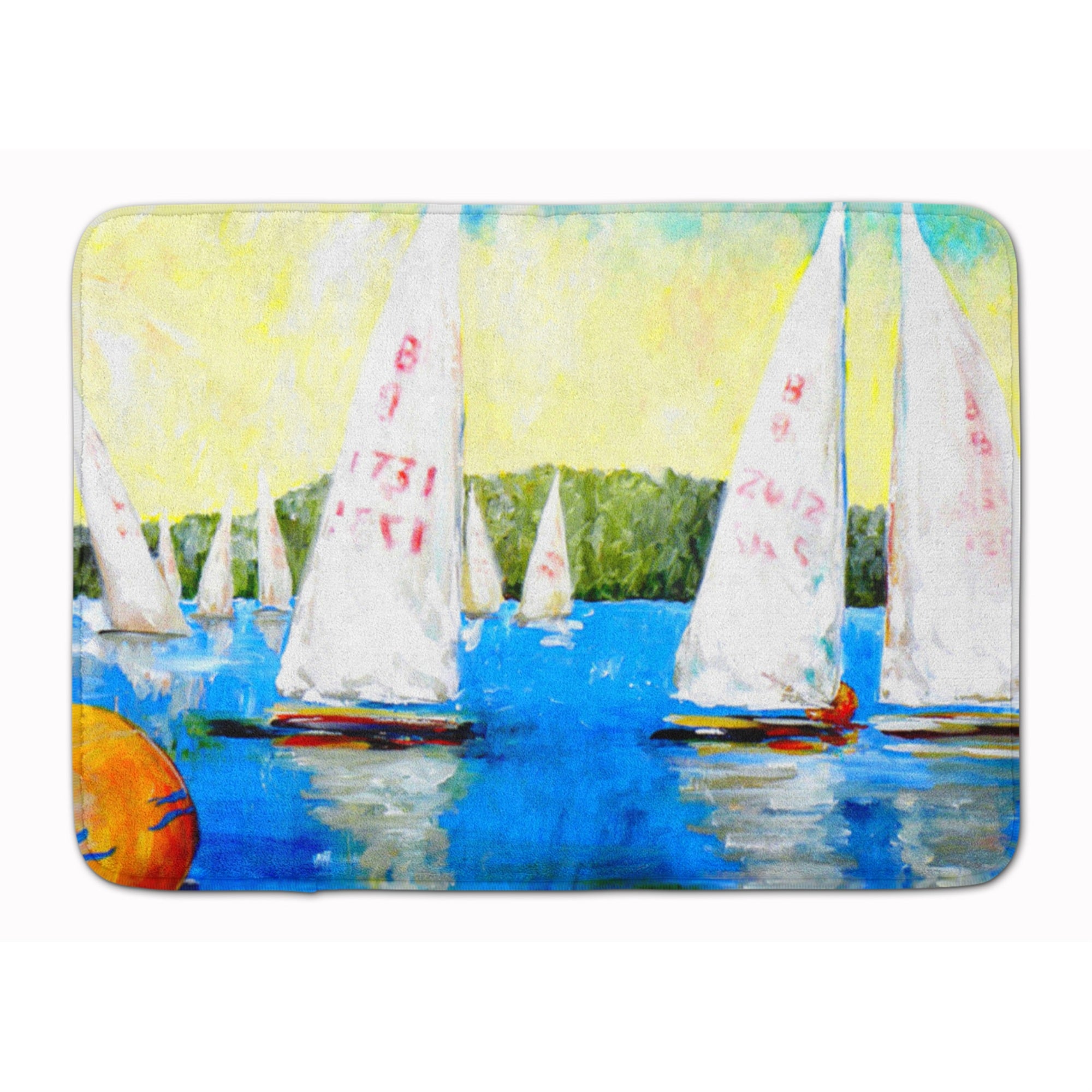 Caroline'S Treasures Sailboats Round The Mark Floor Mat, 19 X 27, Multicolor