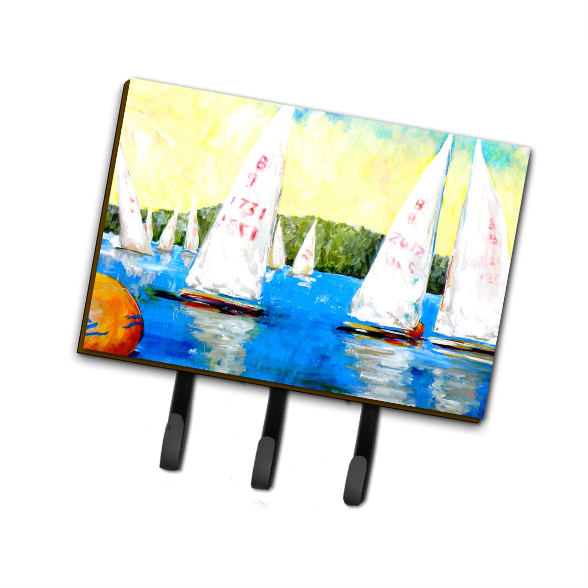 Caroline'S Treasures Mw1094Th68 Sailboats Round The Mark Leash Or Key Holder, Large, Multicolor