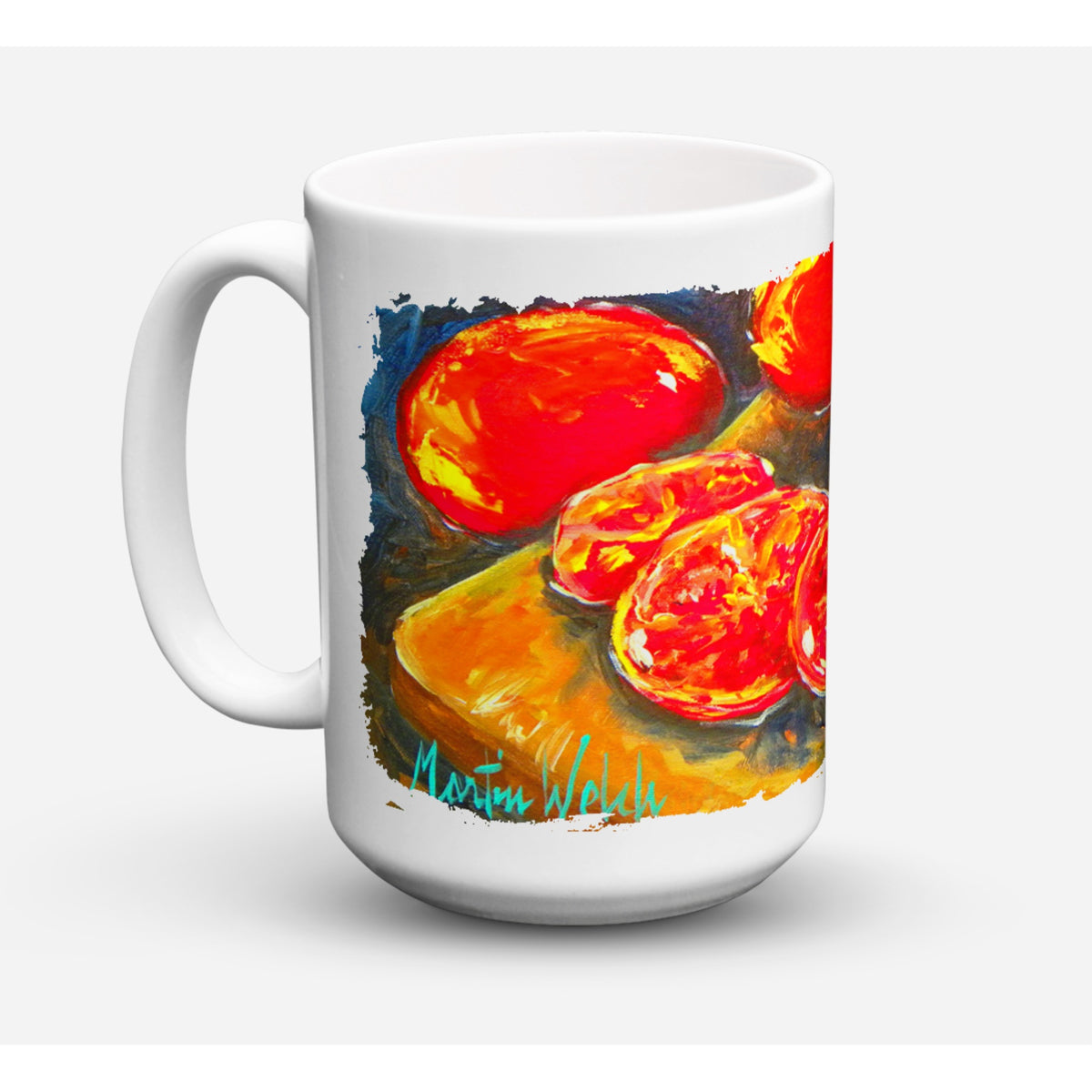 Caroline'S Treasures Mw1099Cm15 Vegetables-Tomatoes Slice It Up Microwavable Ceramic Coffee Mug, 15 Oz, Multicolor