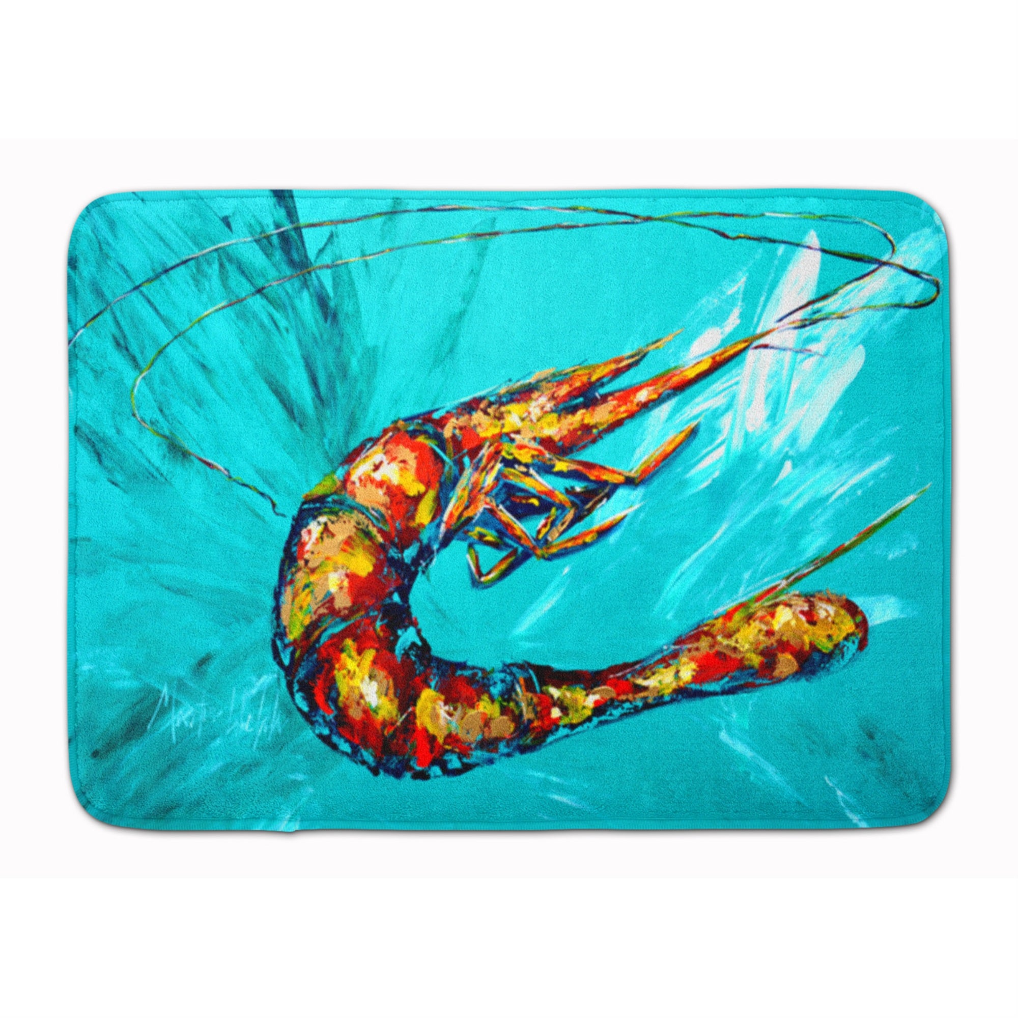 Caroline'S Treasures Teal Shrimp Floor Mat, 19 X 27, Multicolor