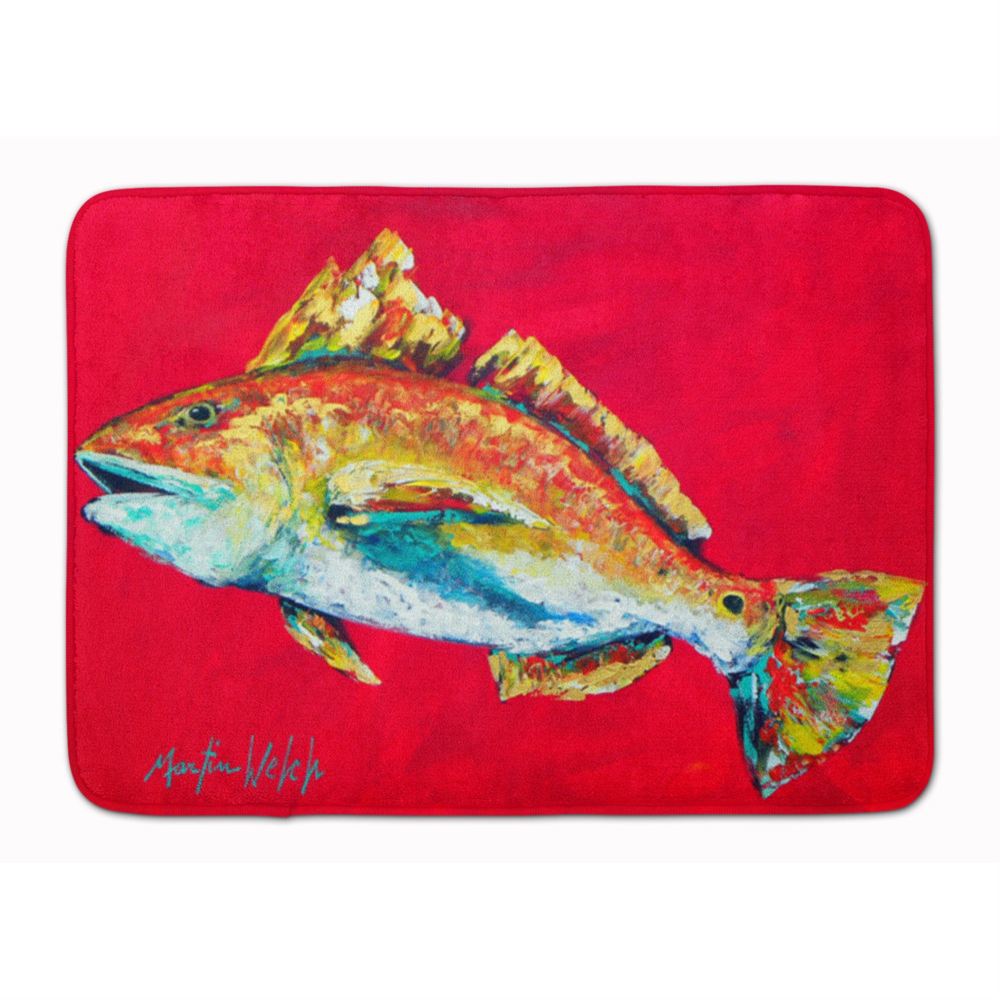 Caroline'S Treasures Red Fish Woo Hoo Floor Mat, 19 X 27, Multicolor