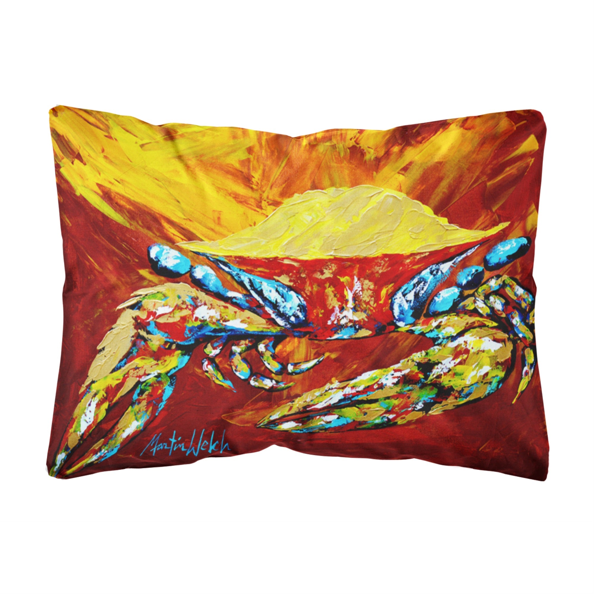 Caroline'S Treasures Mw1113Pw1216 Crab Buster Brown Canvas Fabric Decorative Pillow, Large, Multicolor