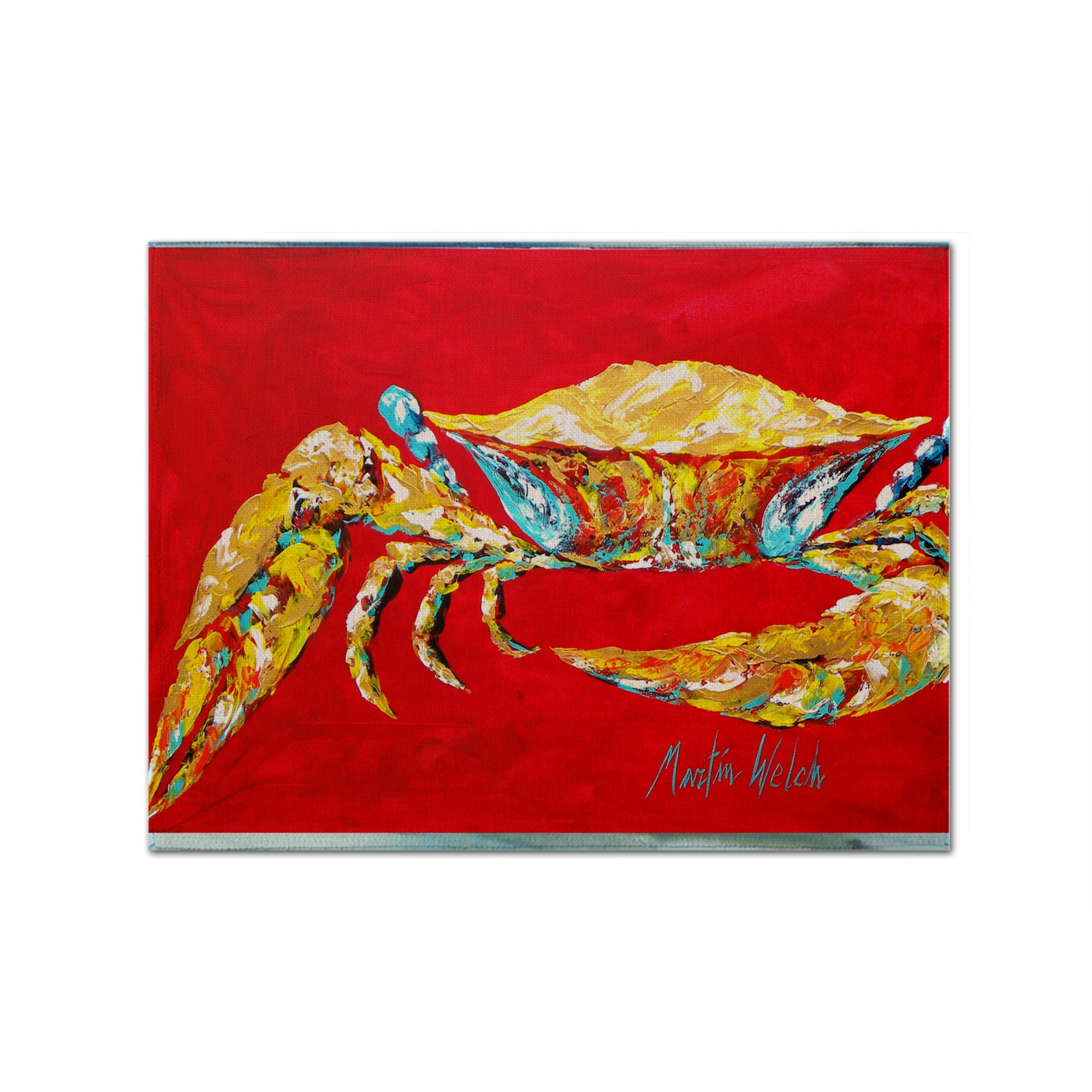 Caroline'S Treasures Mw1116Plmt Crab Blue On Red Sr Fabric Placemat, Multicolor