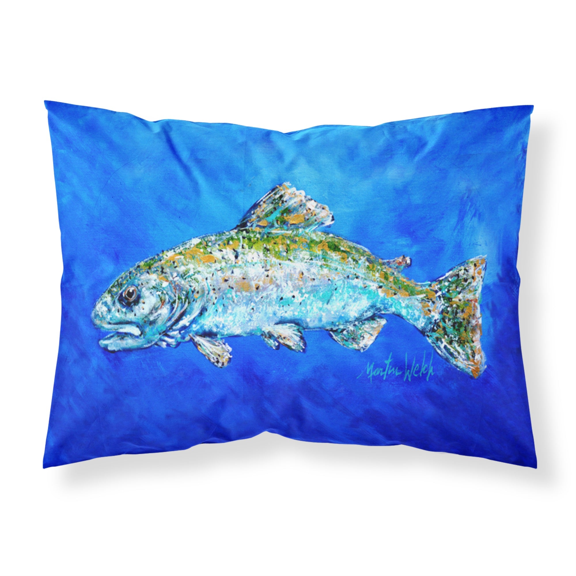 Caroline'S Treasures Mw1124Pillowcase Fish Headed Downstream Moisture Wicking Fabric Standard Pillowcase, Large, Multicolor