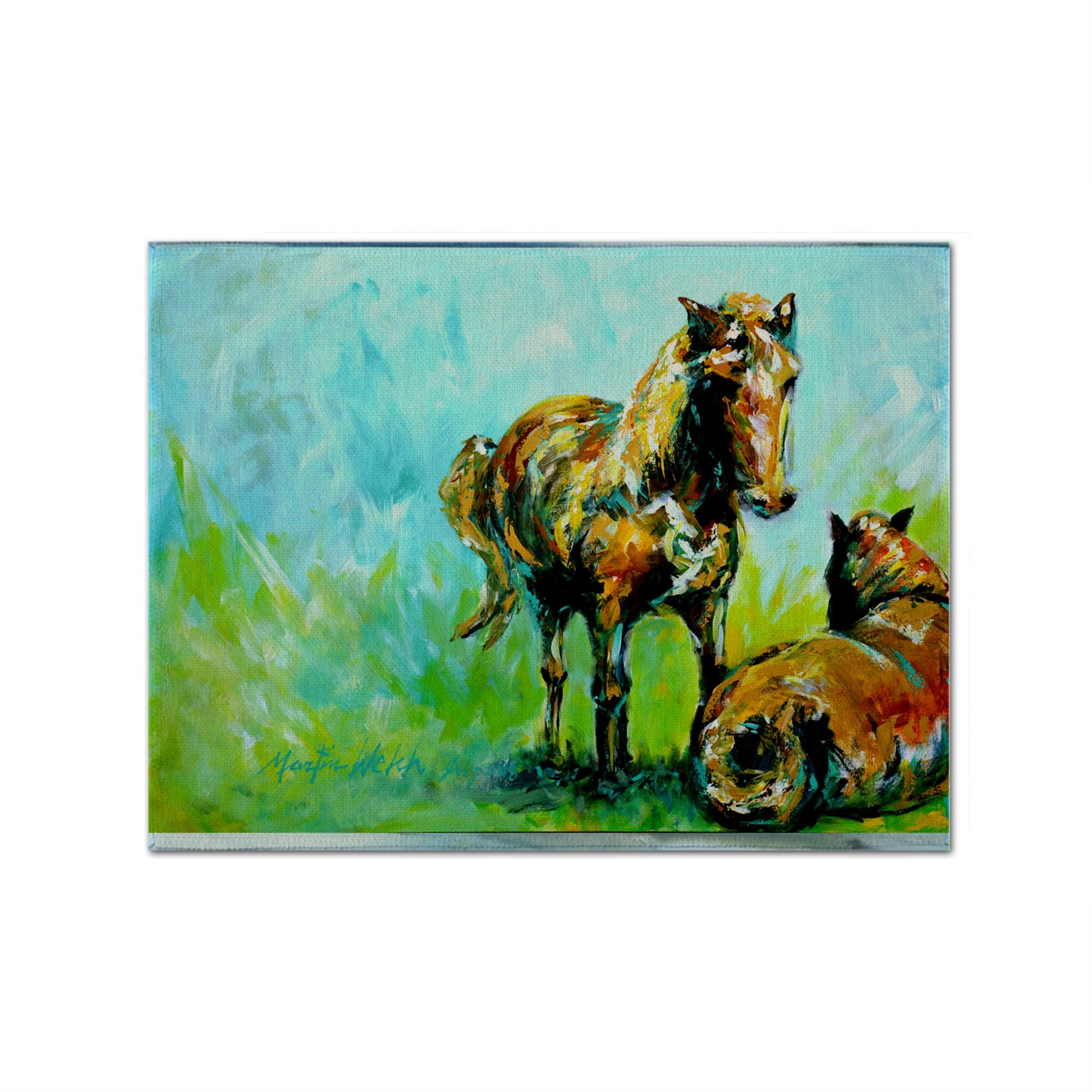 Caroline'S Treasures Mw1126Plmt Horse Grazin Fabric Placemat, Multicolor