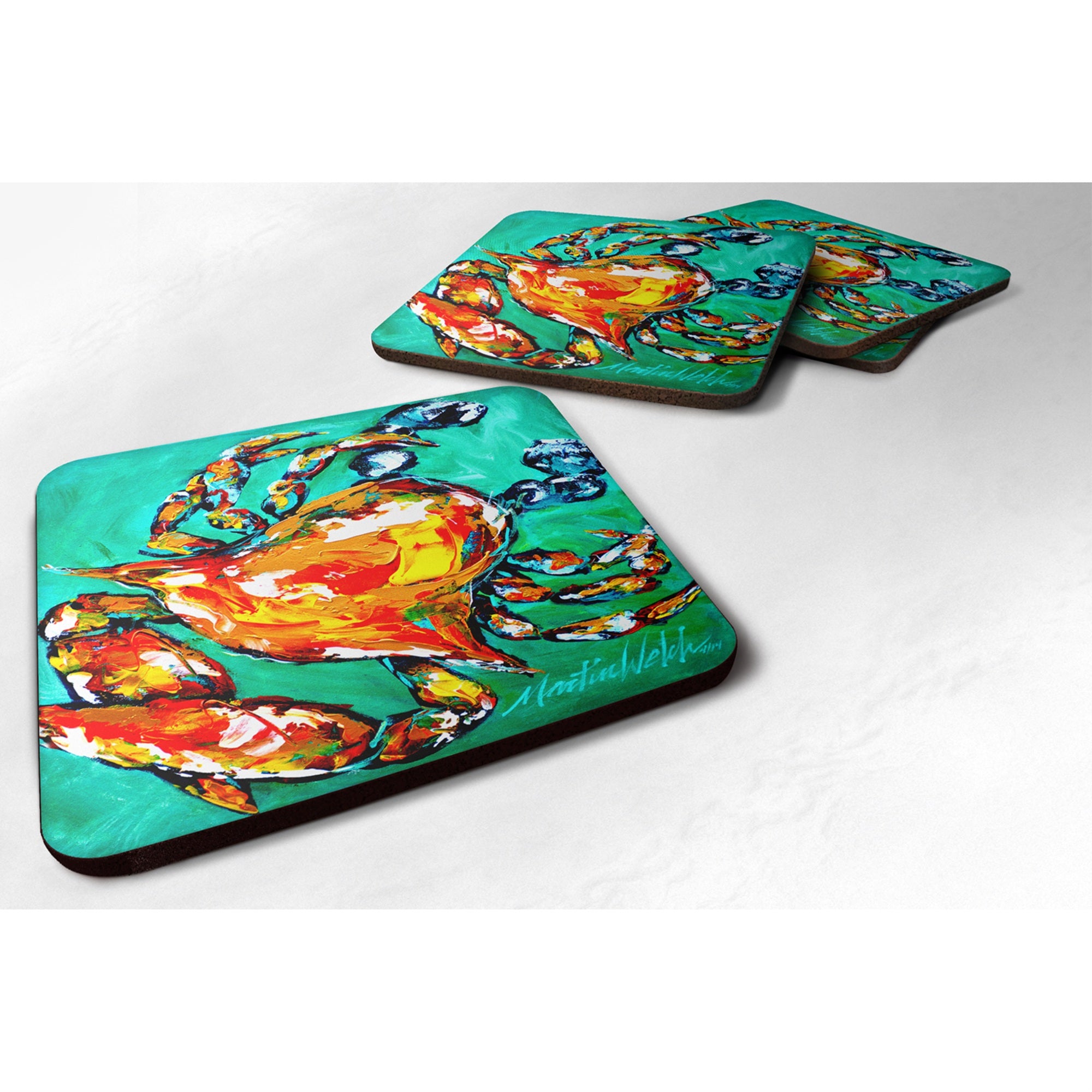 Caroline'S Treasures Mw1142Fc Crab Foam Coaster, 3.5, Multicolor