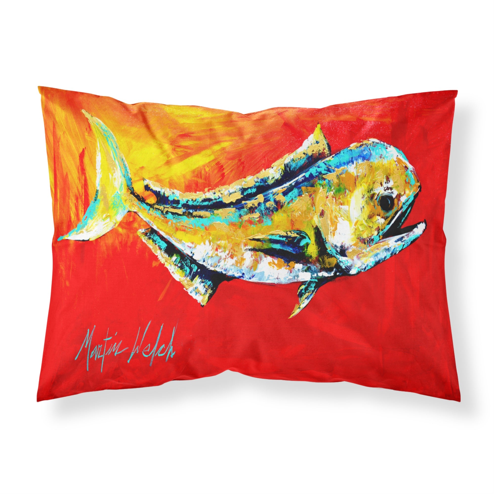 Caroline'S Treasures Mw1156Pillowcase Danny Dolphin Fish Moisture Wicking Fabric Standard Pillowcase, Large, Multicolor