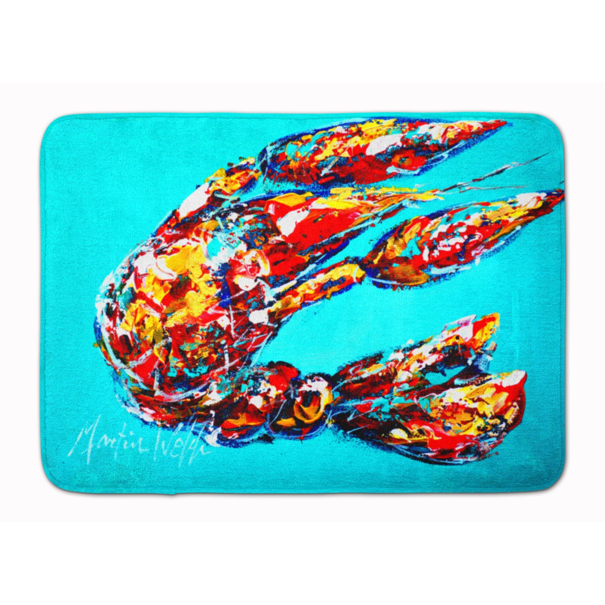 Caroline'S Treasures Lucy The Crawfish In Blue Floor Mat, 19 X 27, Multicolor