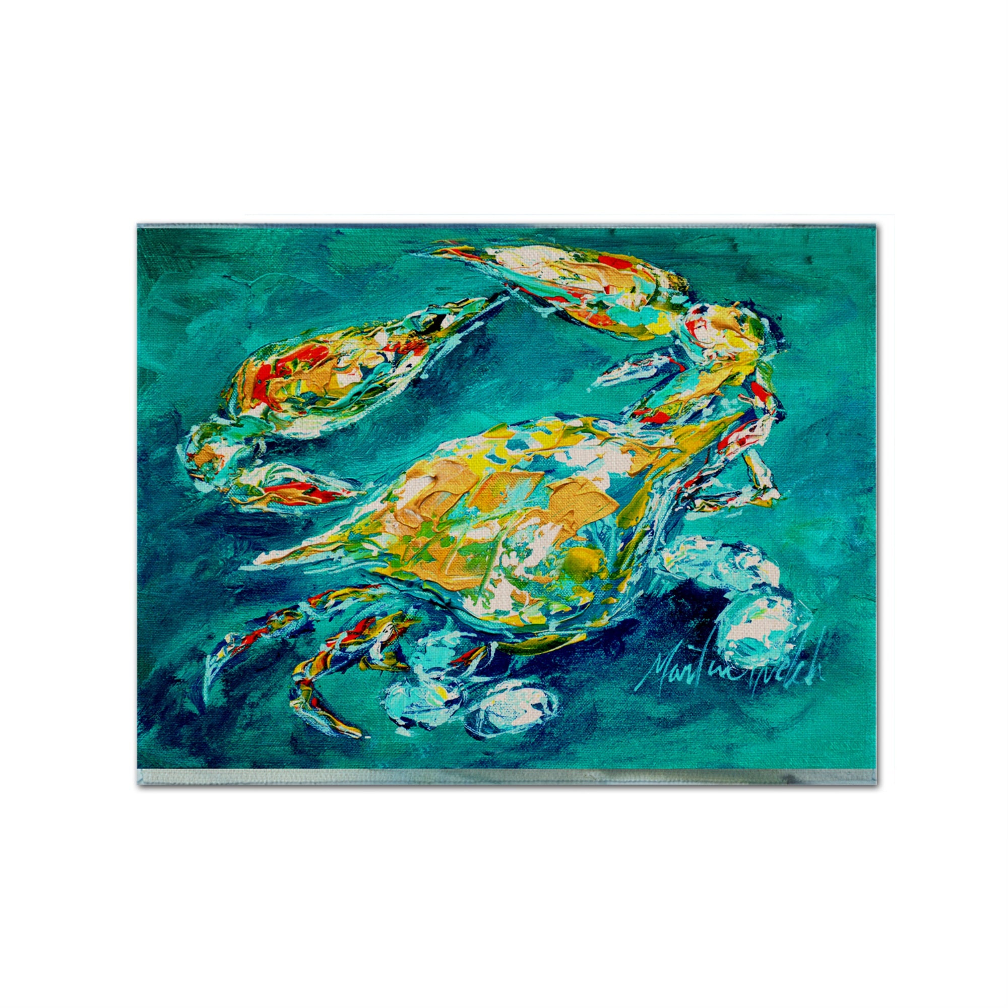 Caroline'S Treasures Mw1162Plmt By Chance Crab In Aqua Blue Fabric Placemat, Multicolor