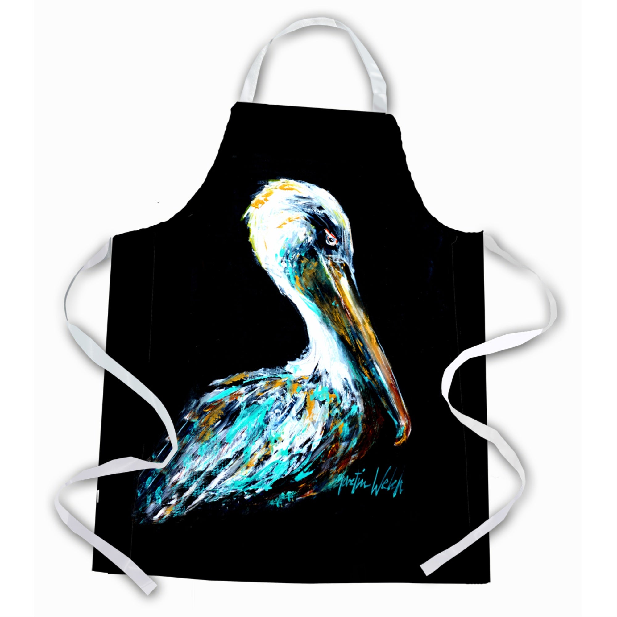Caroline'S Treasures Mw1164Apron Dressed In Black Pelican Apron, Large, Multicolor