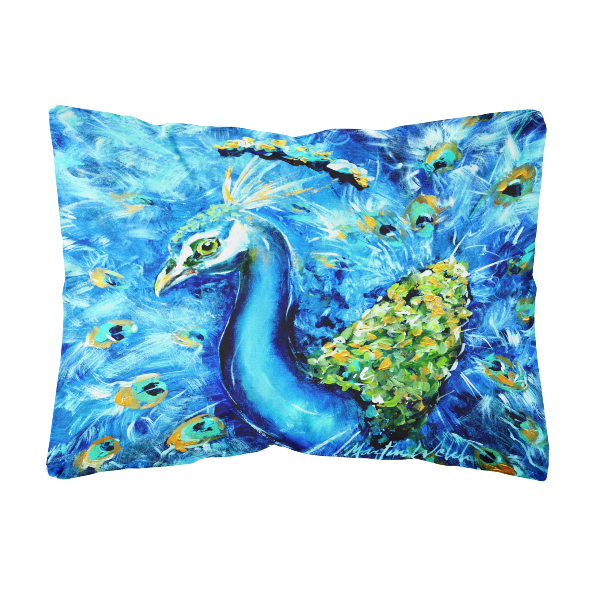 Caroline'S Treasures Peacock Straight Up In Blue Canvas Fabric Decorative Pillow, Large, Multicolor