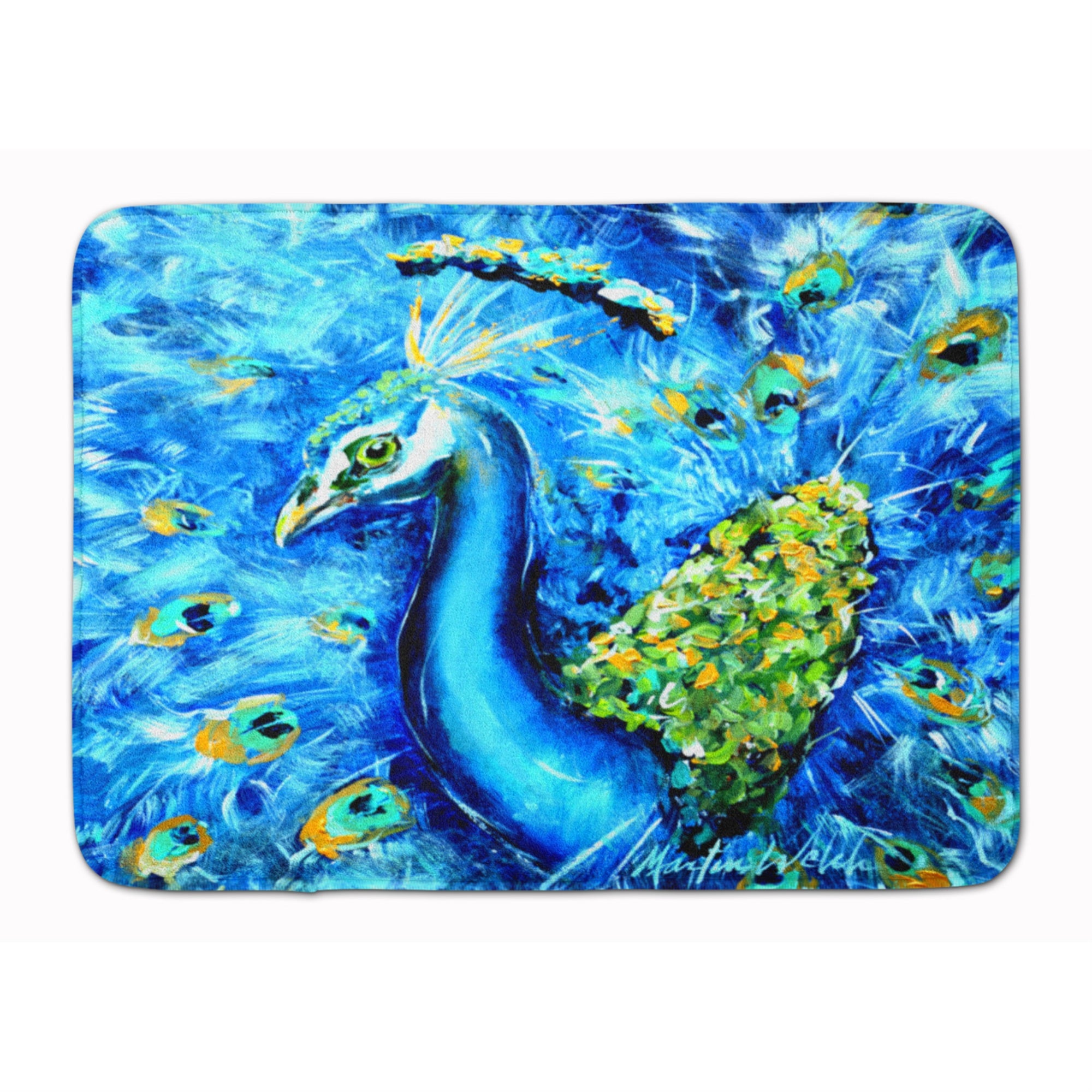 Caroline'S Treasures Peacock Straight Up In Blue Floor Mat, 19 X 27, Multicolor