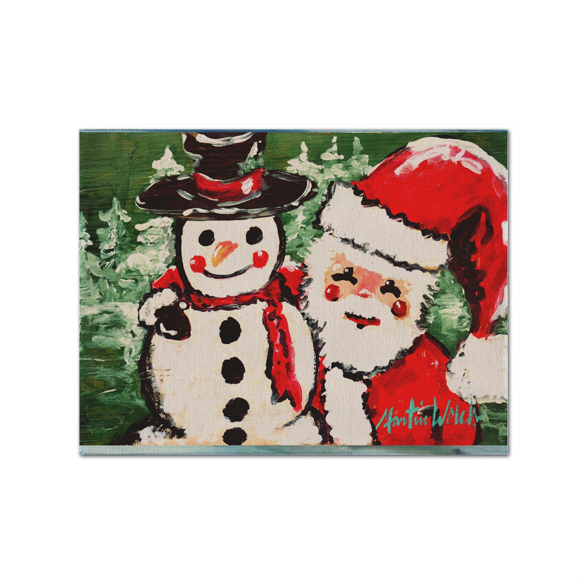 Caroline'S Treasures Mw1167Plmt Friends Snowman And Santa Claus Fabric Placemat, Multicolor