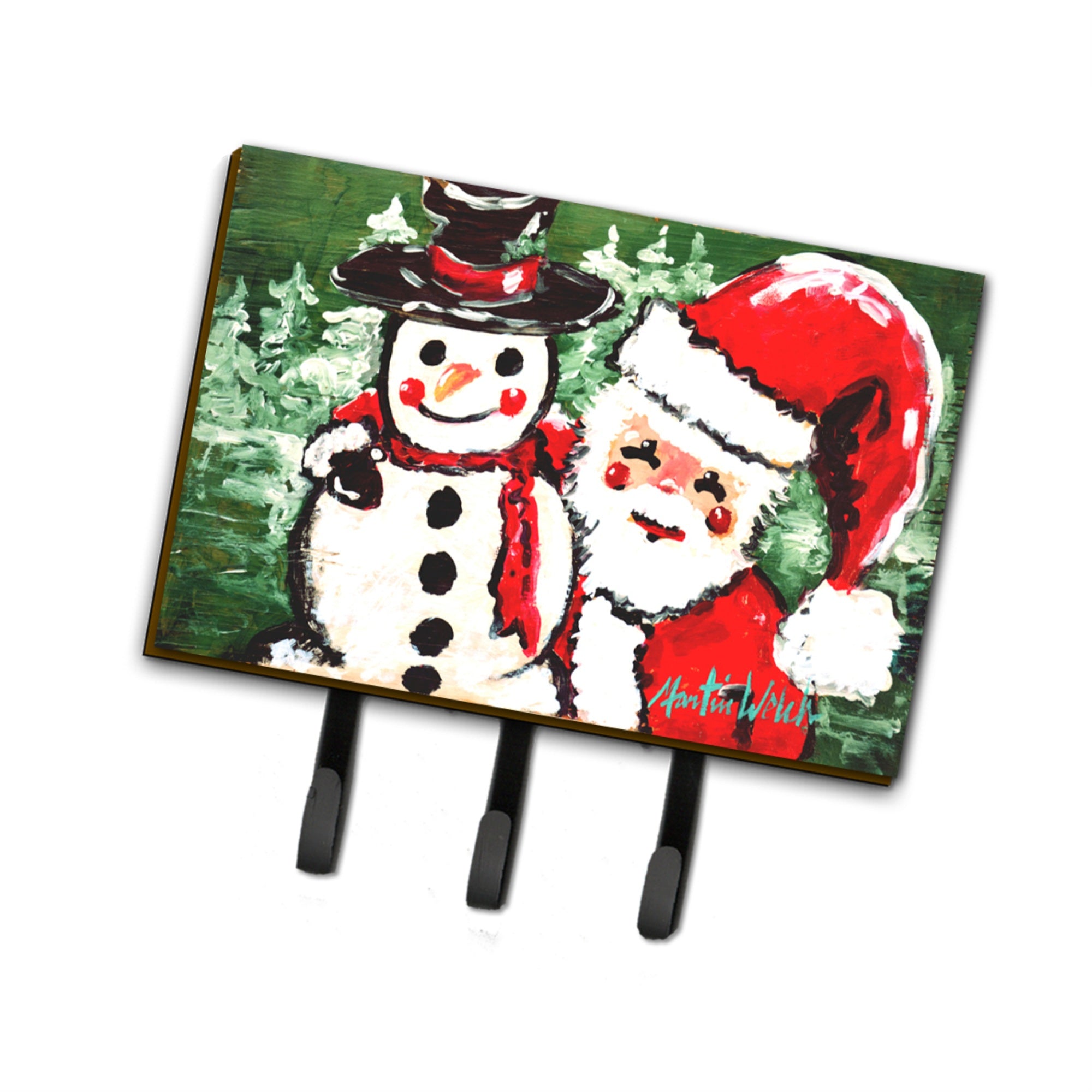 Caroline'S Treasures Mw1167Th68 Friends Snowman And Santa Claus Leash Or Key Holder, Large, Multicolor