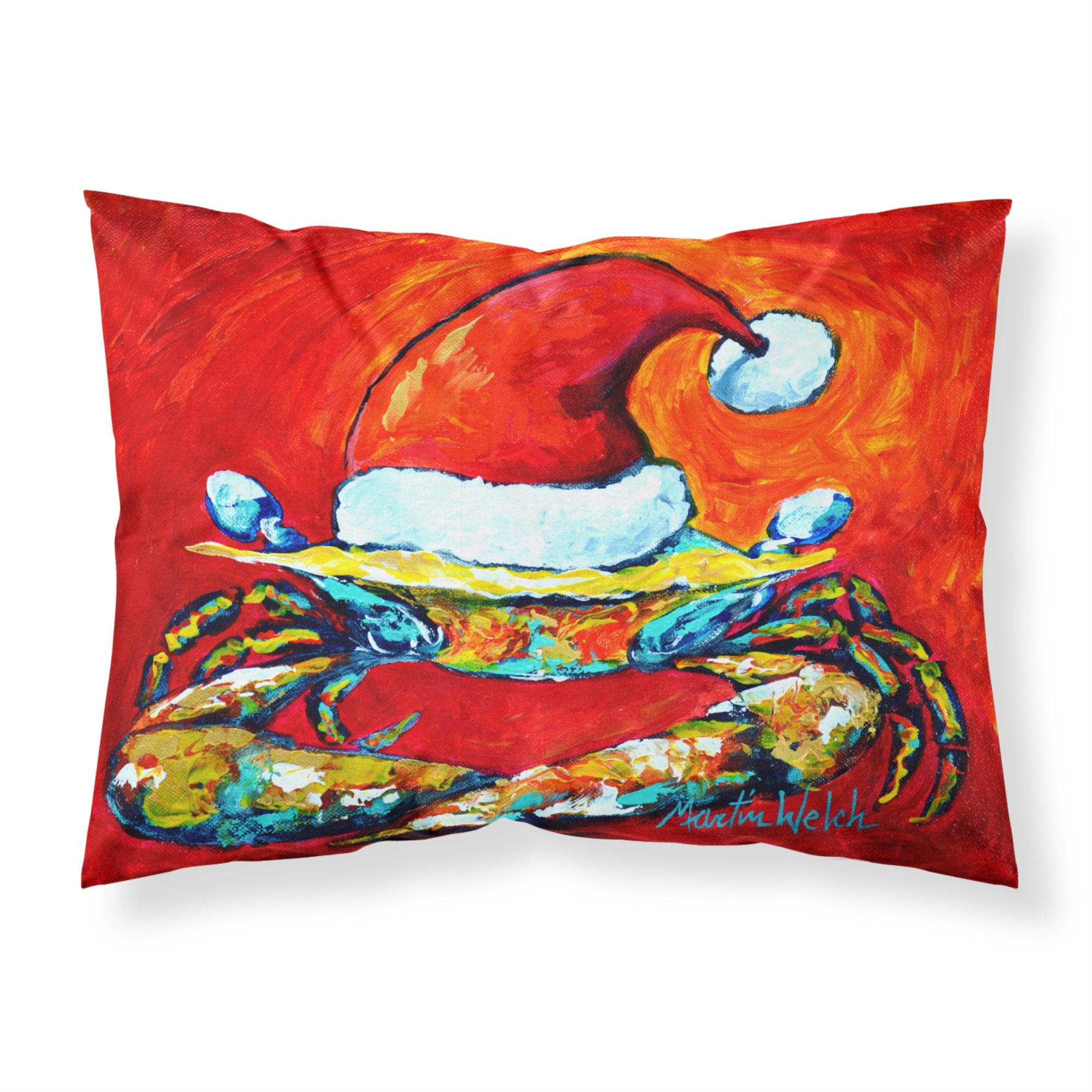 Caroline'S Treasures Mw1169Pillowcase Crab In Santa Hat Santa Claws Moisture Wicking Fabric Standard Pillowcase, Large, Multic