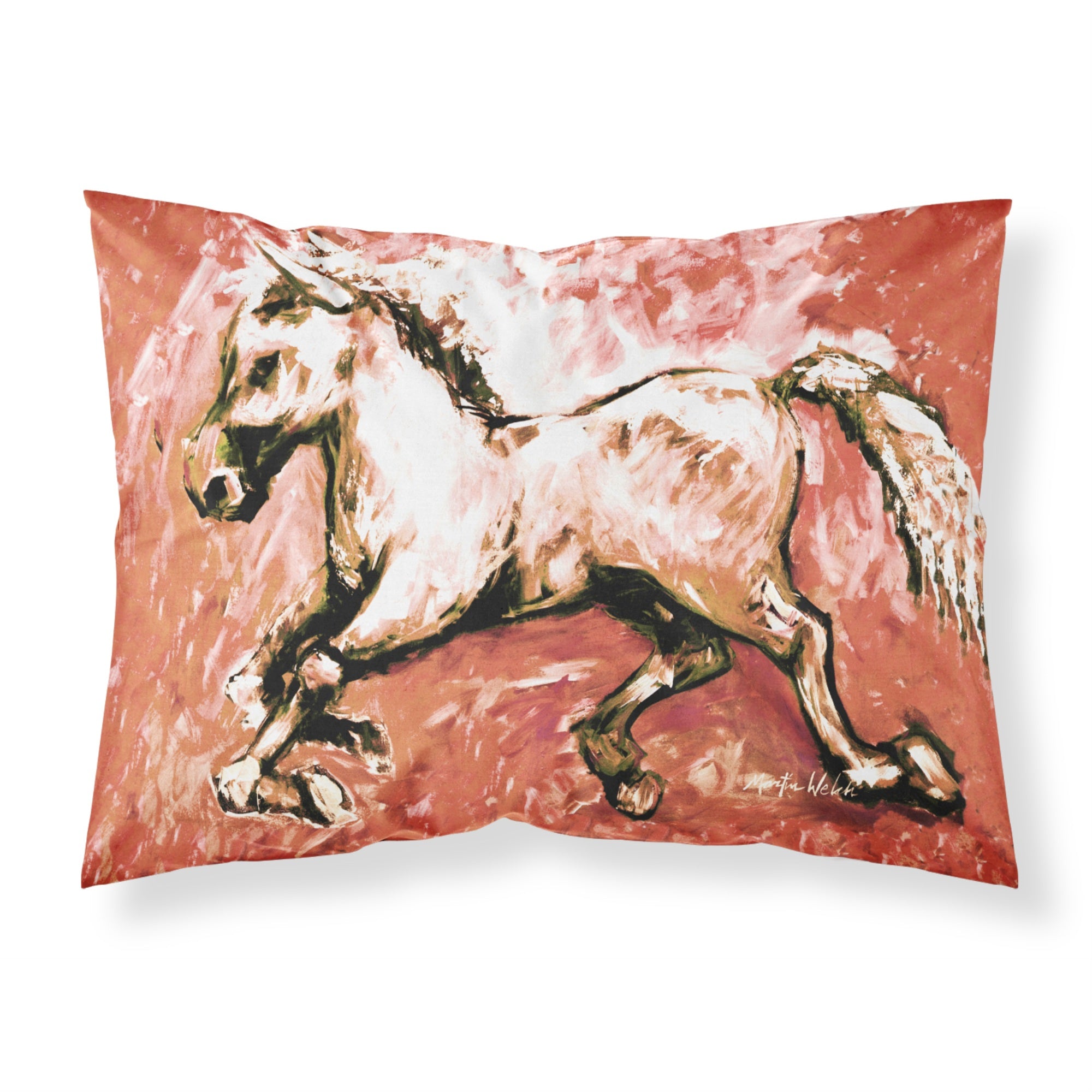 Caroline'S Treasures Mw1170Pillowcase Shadow The Horse In Red Moisture Wicking Fabric Standard Pillowcase, Large, Multicolor