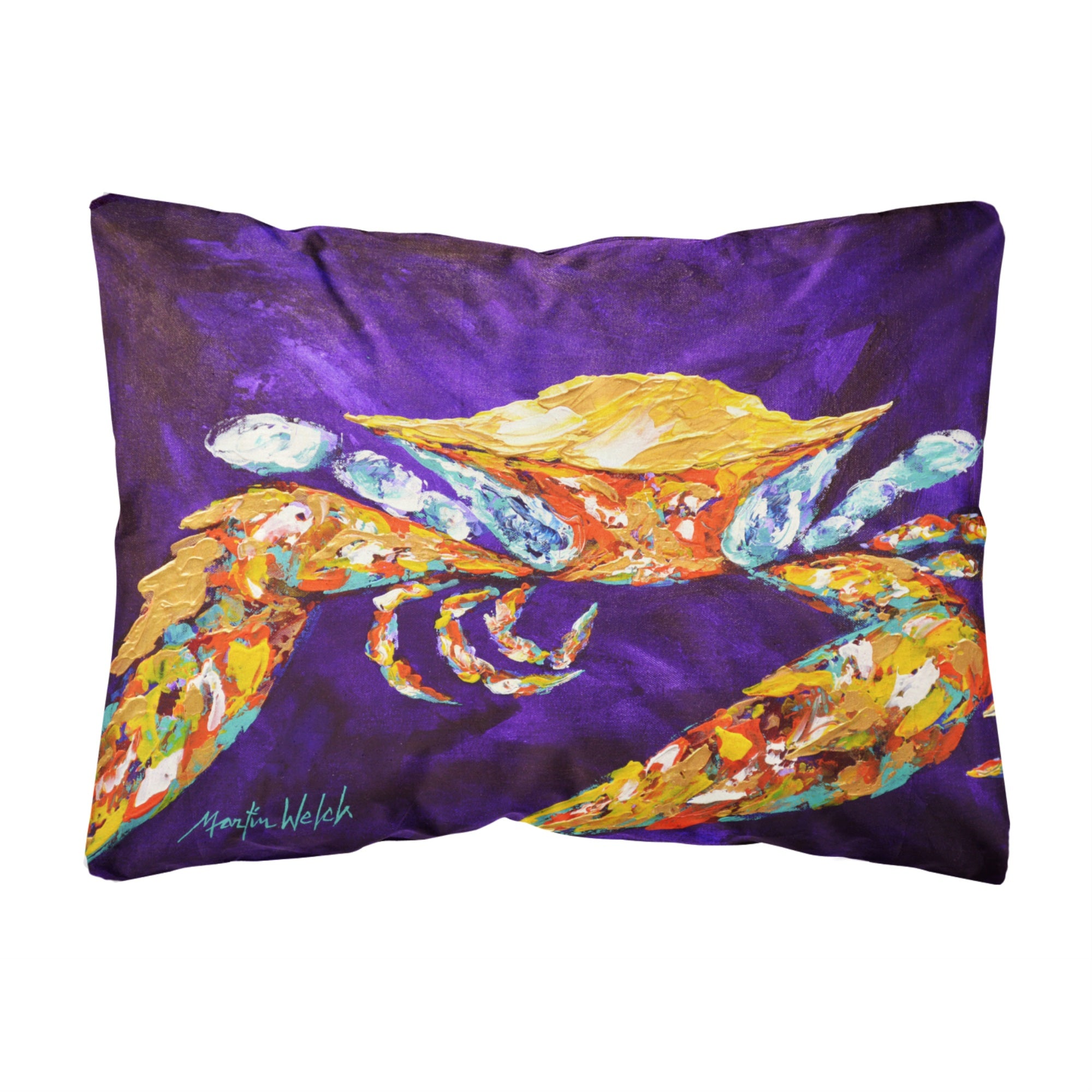 Caroline'S Treasures The Right Stuff Crab In Purple Canvas Fabric Decorative Pillow, Large, Multicolor