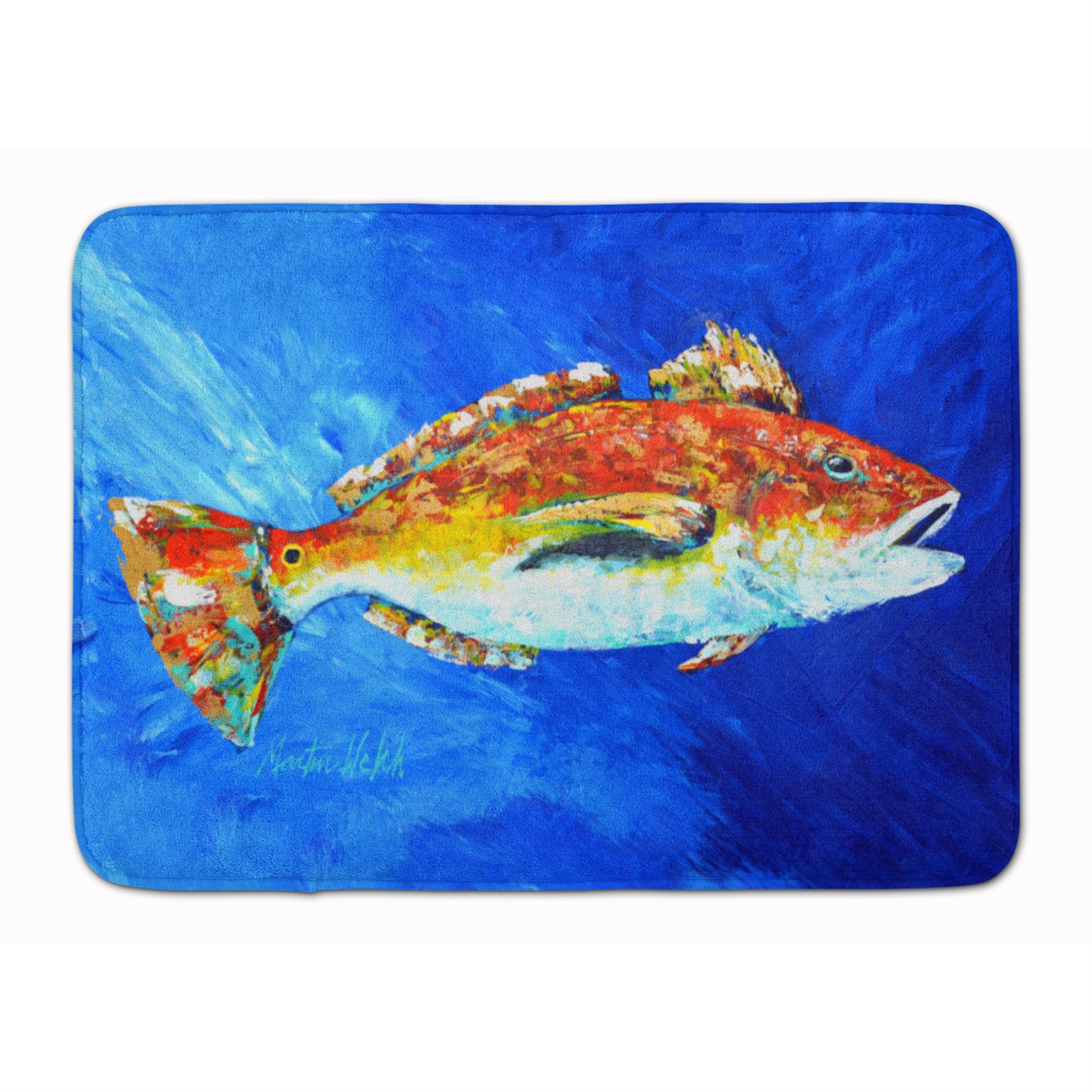 Caroline'S Treasures Red Fish White Spin Floor Mat, 19 X 27, Multicolor
