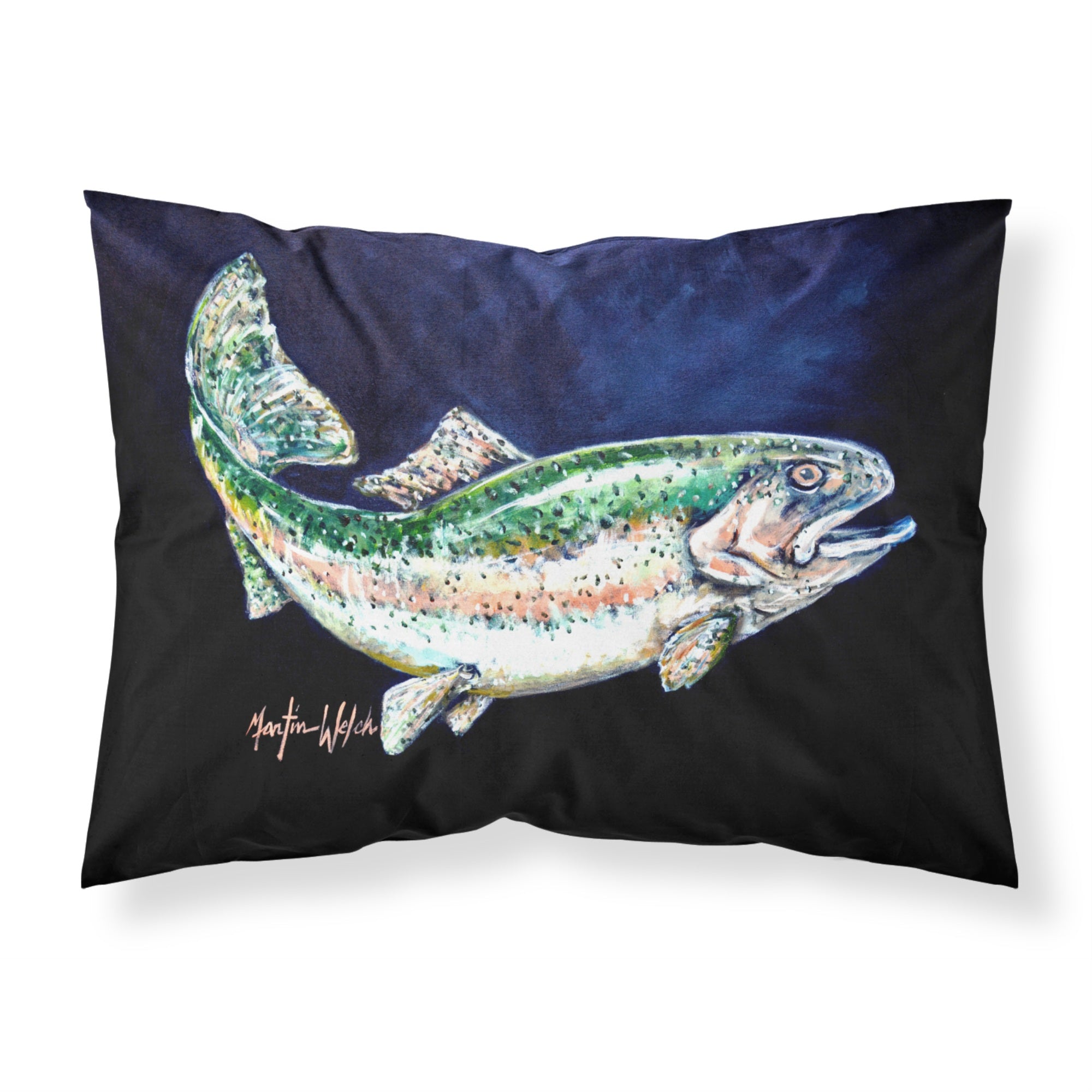 Caroline'S Treasures Deep Blue Rainbow Trout Fabric Standard Pillowcase Mw1213Pillowcase, Multicolor
