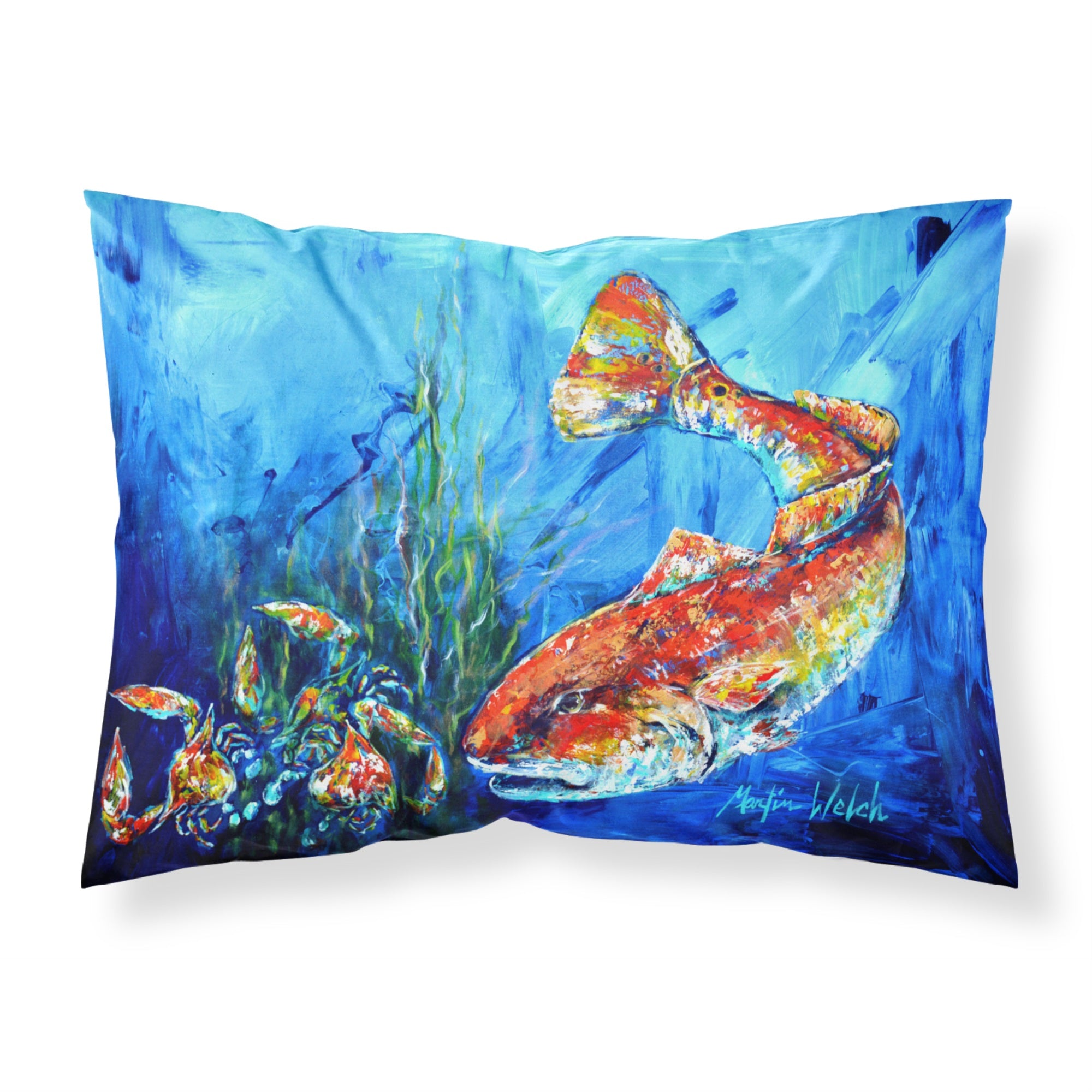 Caroline'S Treasures Scattered Red Fish Printed, Polyester Envelope Closure Pillowcase, Standard, Multicolor
