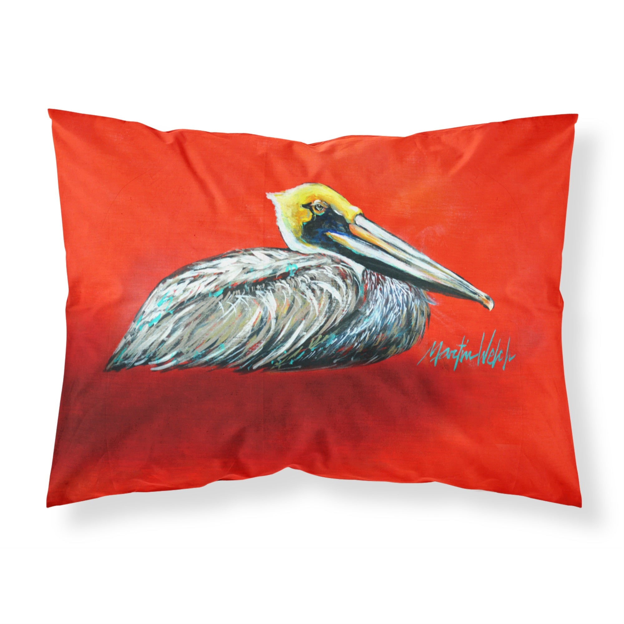 Caroline'S Treasures Sitting Brown Pelican Printed, Polyester Envelope Closure Pillowcase, Standard, Multicolor