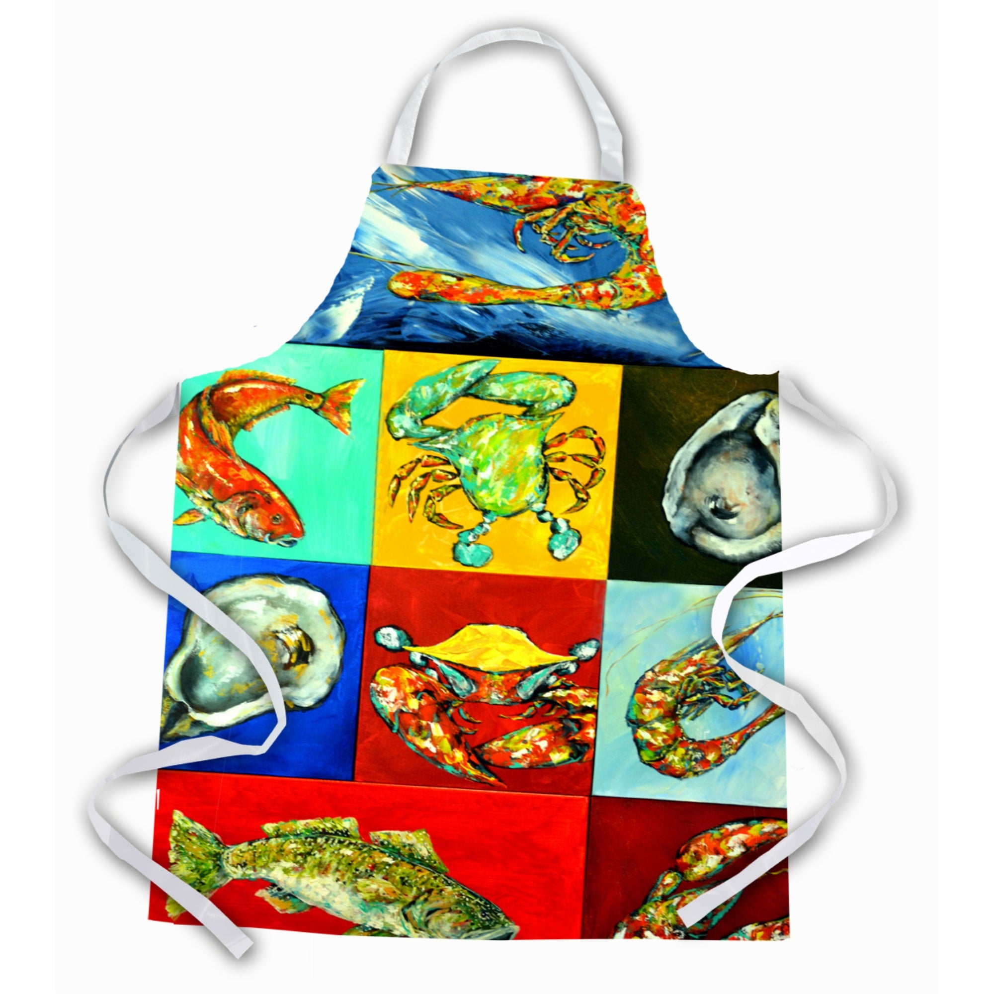 Caroline'S Treasures Mw1250Apron Mixed Seafood Apron, Large, Multicolor