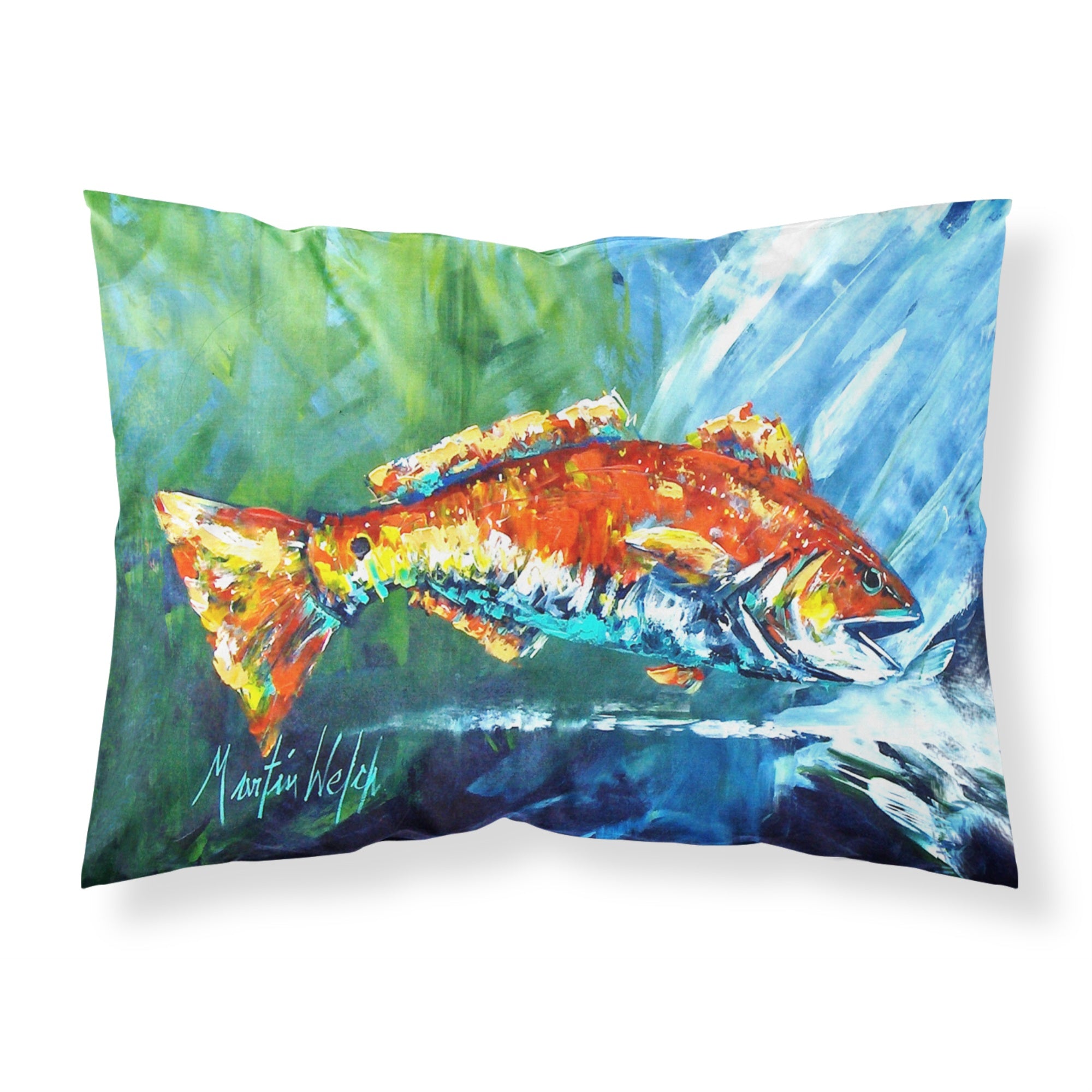 Caroline'S Treasures Break Through Red Fish Fabric Standard Pillowcases, Multicolor