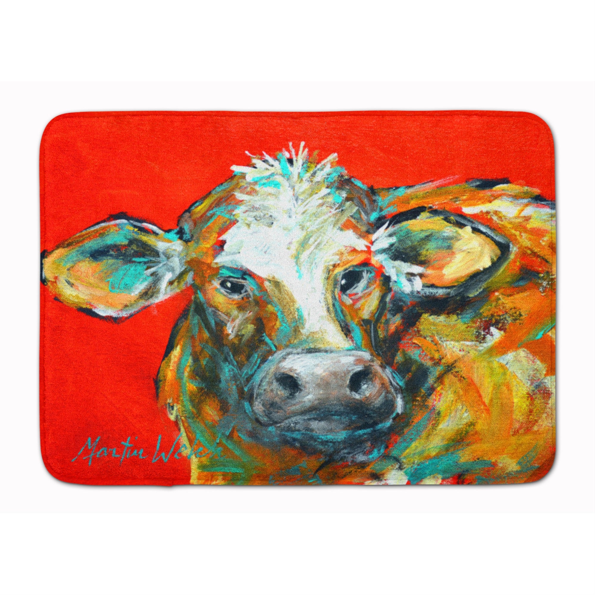 Caroline'S Treasures Caught Red Handed Cow Machine Washable Memory Foam Mat Doormats, Multicolor